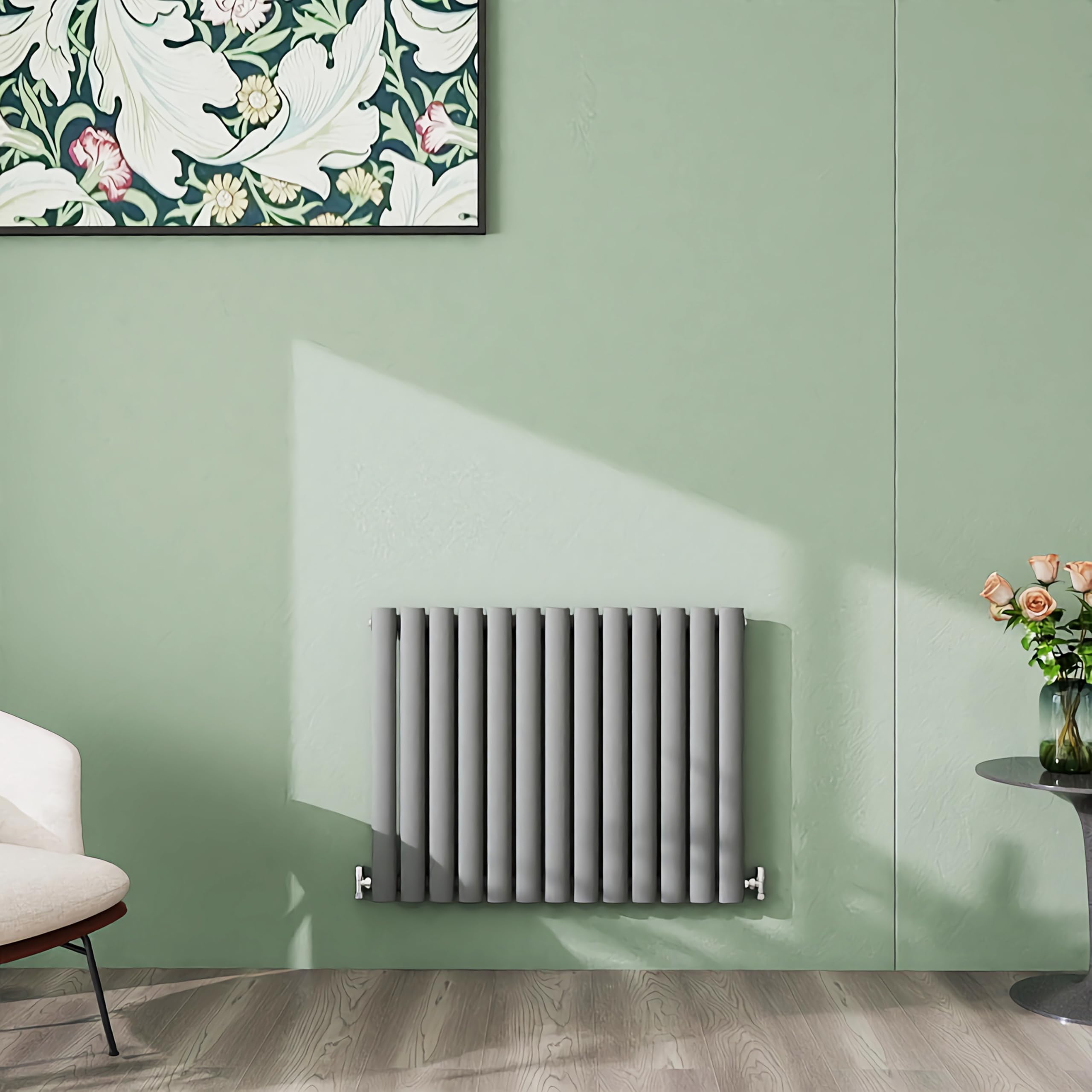 Simple Bathroom 600×767mm Anthracite Radiator Horizontal Single Oval Column Designer Central Heating Rad for Bathroom/Kitchen/Living Room — image 1