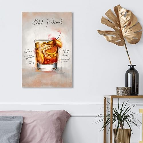 Miniatura 9 de Wynwood Studio Drinks and Spirits - Lienzo decorativo para pared, diseño de cócteles con texto "Old Fashion Cocktail5", 20.0 x 30.0in, marrón, blanco