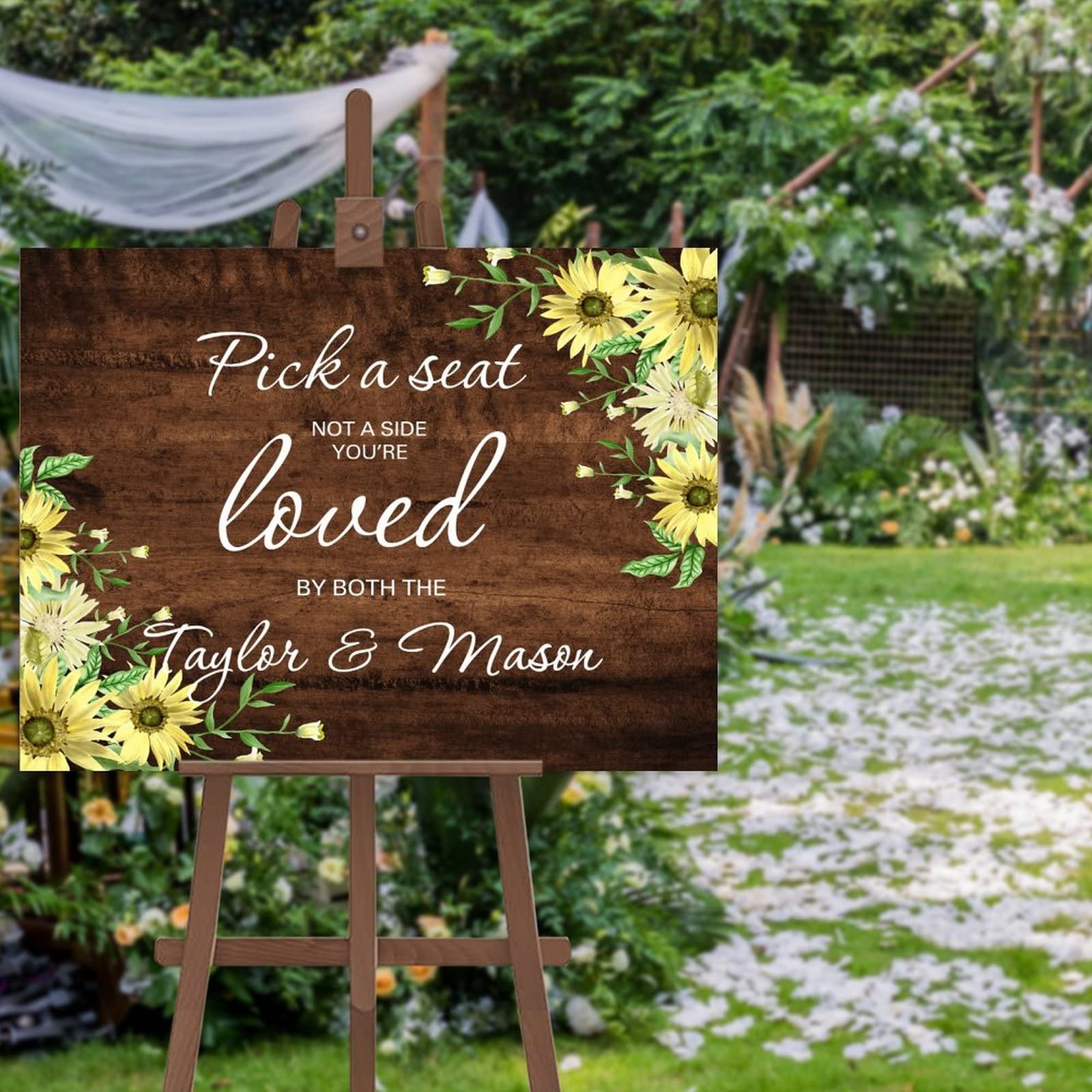 Rustikales Hochzeits-Willkommensschild Pick A Seat Not A Side Holz Hochzeitsschild Positiv Probe Abendessen Hochzeit Beschilderung Dekor Holzschild Hochzeit Empfang Poster für Zeremonie Verlobung