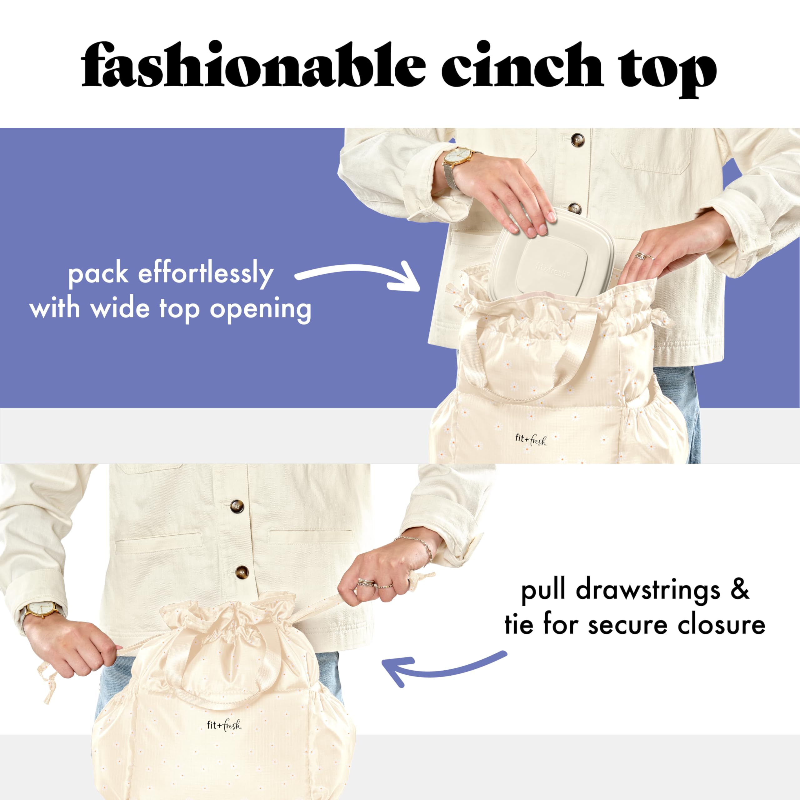 Amazon.com: Fit & Fresh Cromwell Drawstring Lunch Bag for Women