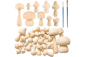 25Pcs Unfinished Wooden Mushrooms for Craft DIY