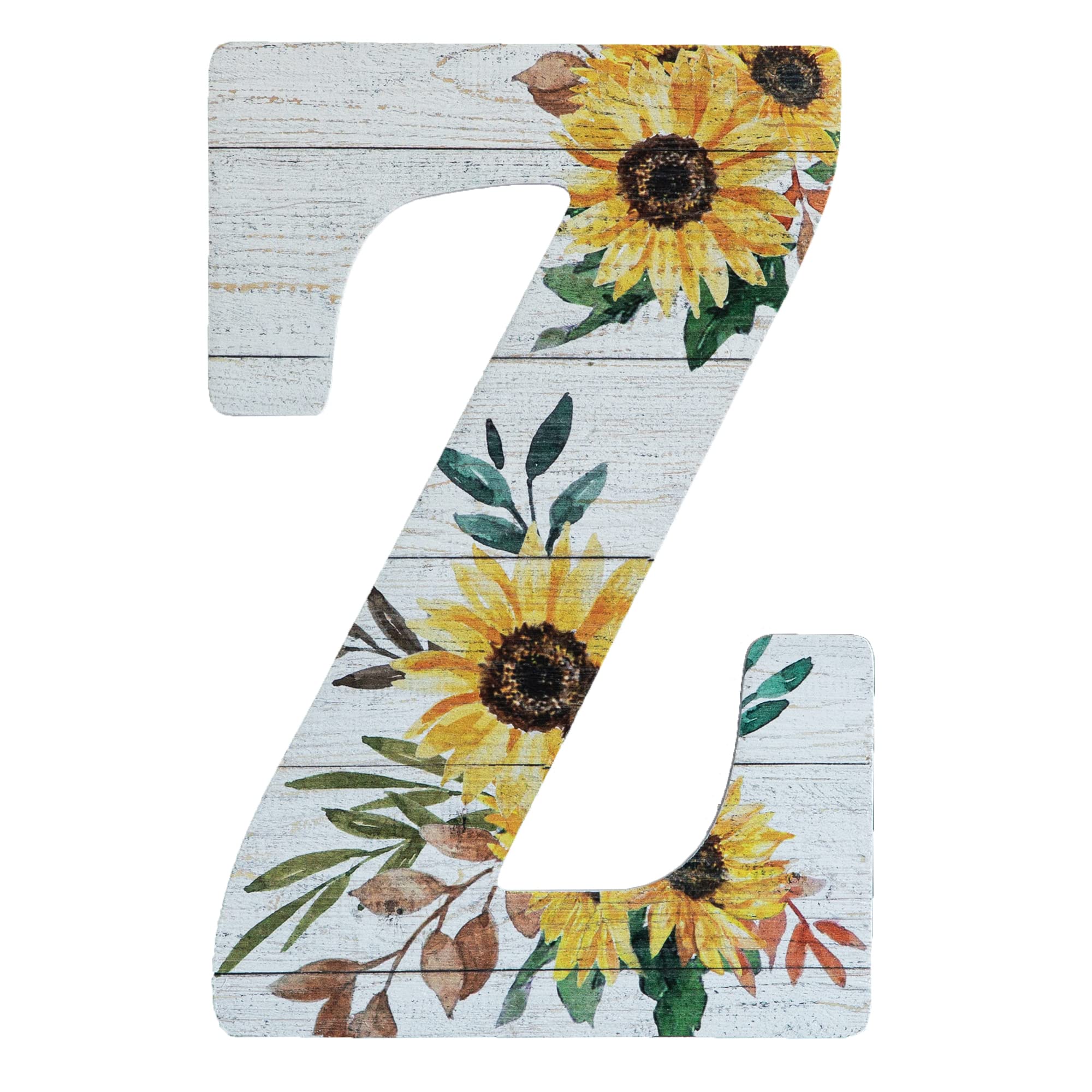 COLLECTIVE HOME - 12" Wood Letters for Wall Decor, Rustic Wall Sign, Decorative Hanging Alphabet Signs, House Number, Decorations for Wedding Birthday Housewarming Party, Washed White, Sunflower (Z)