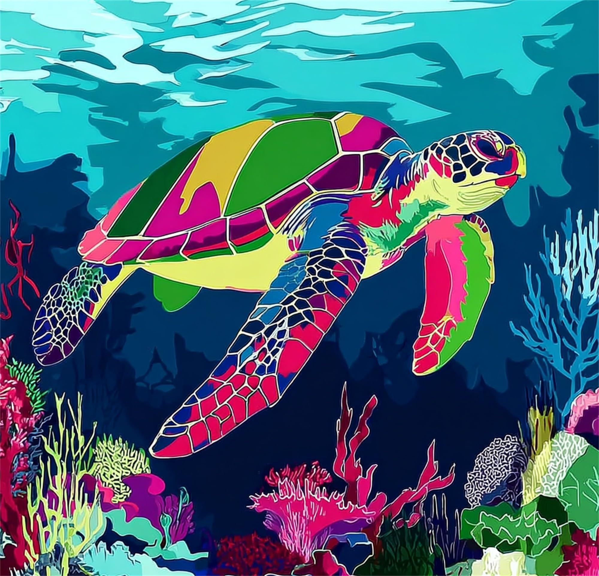 Hefeis Sea ​​Turtle Paint By Number For Adult,Diy Sea Turtle Painting Kits For Adults,Color By Numbers,Paint By Number Canvas Crafts Watercolor For Beginners Hoom Decor (Sea ​​Turtle)