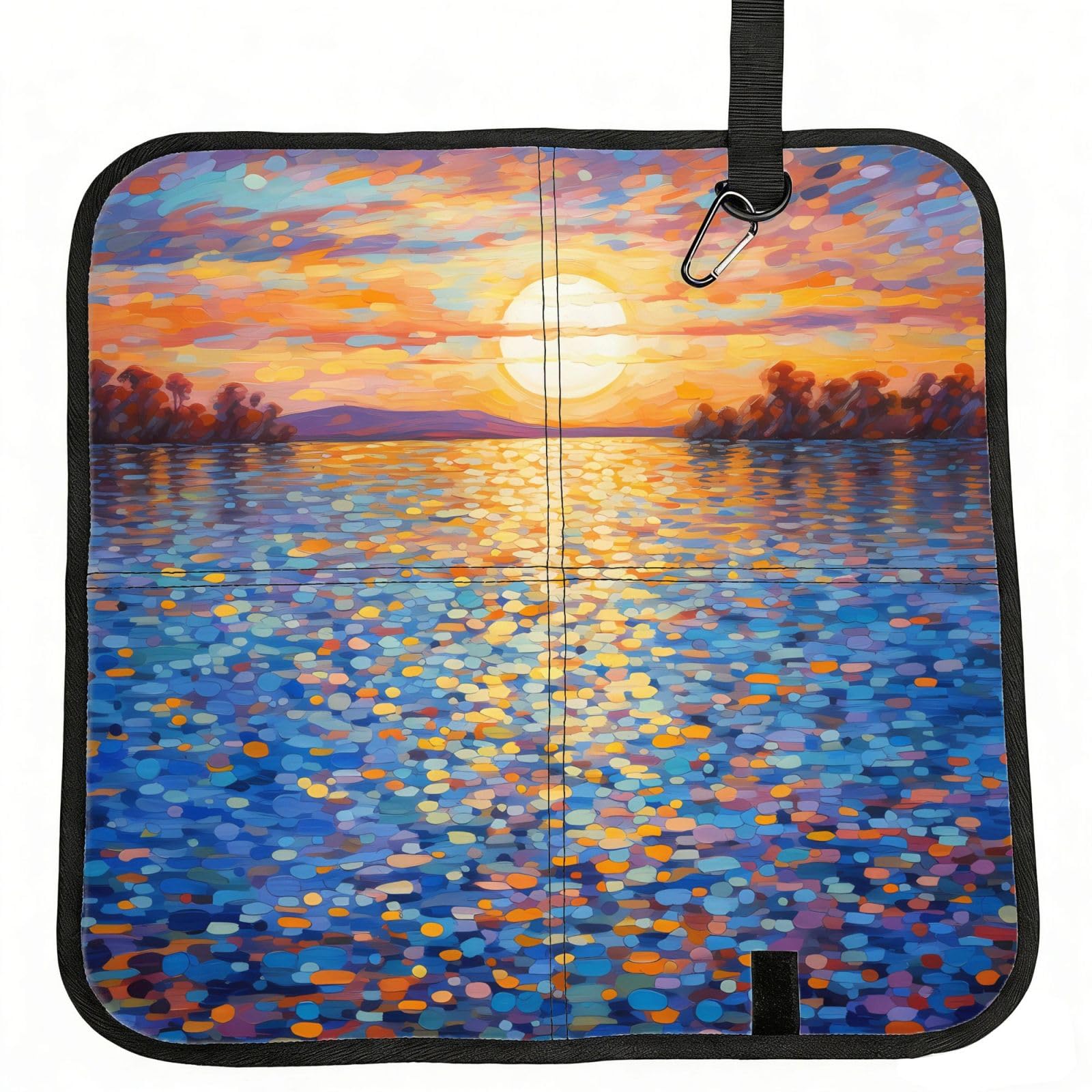 MROWYC Warm Sunset Printed Foldable Seat Cushion - Portable with Carabiner, for Stadium, Camping, Hiking