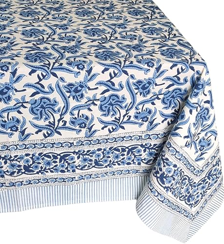 Miniatura 7 de ATOSII - Mantel 'Midnight Bloom' 100% algodón, mantel de lino estampado a mano para cocina, mesa de comedor, mesa, fiestas, boda, primaveraverano