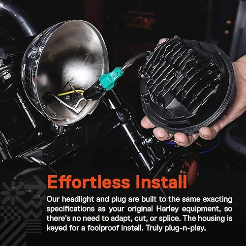 Miniatura 6 de Faro LED Harley 5-34 de 5.75 pulgadas para Harley Davidson acabado cromado Faro redondo LED para motocicleta Dyna Street Bob Super Wide Glide Low