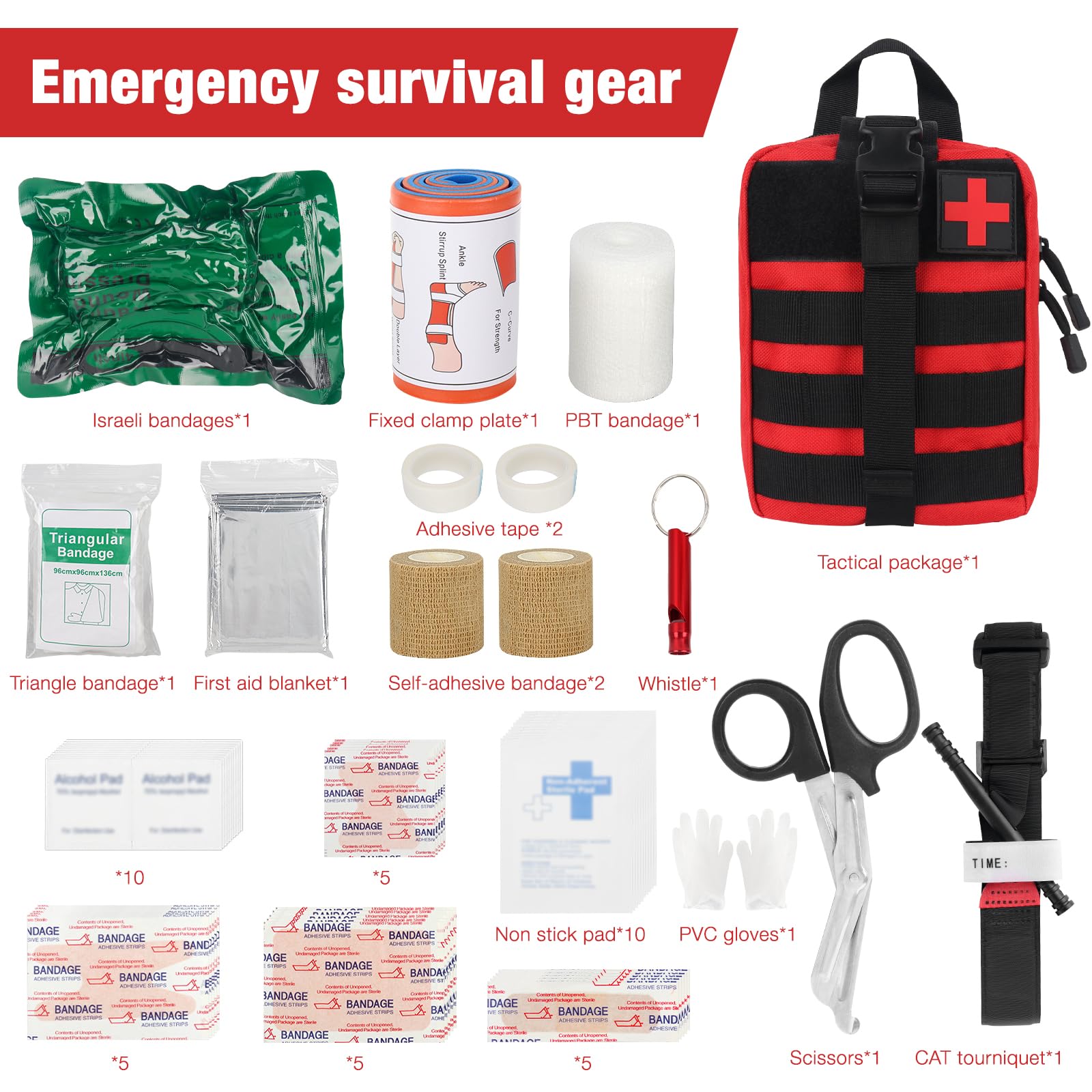 Mineup Kit di Pronto Soccorso, 54 pezzi Kit di Sopravvivenza di Emergenza, Set di primo soccorso, Borsa di primo soccorso, Borsa per la farmacia di viaggio, per casa, auto, campeggio, escursionismo