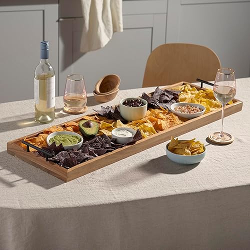 Miniatura 5 de Twine Modern Manor - Plato de longboard con asas, tabla rectangular para quesos y bandeja de decoración del hogar, accesorios para mesa de comedor,