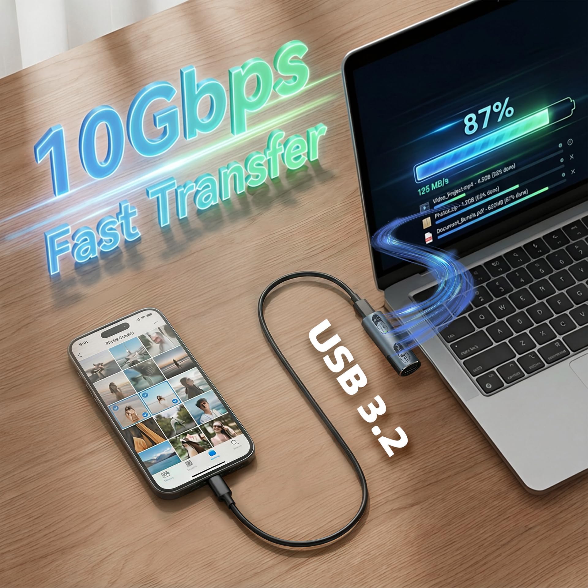Adattatore USB-C 2 in 1 Audio e Ricarica Rapida 100W per Laptop Tablet Smartphone Grigio