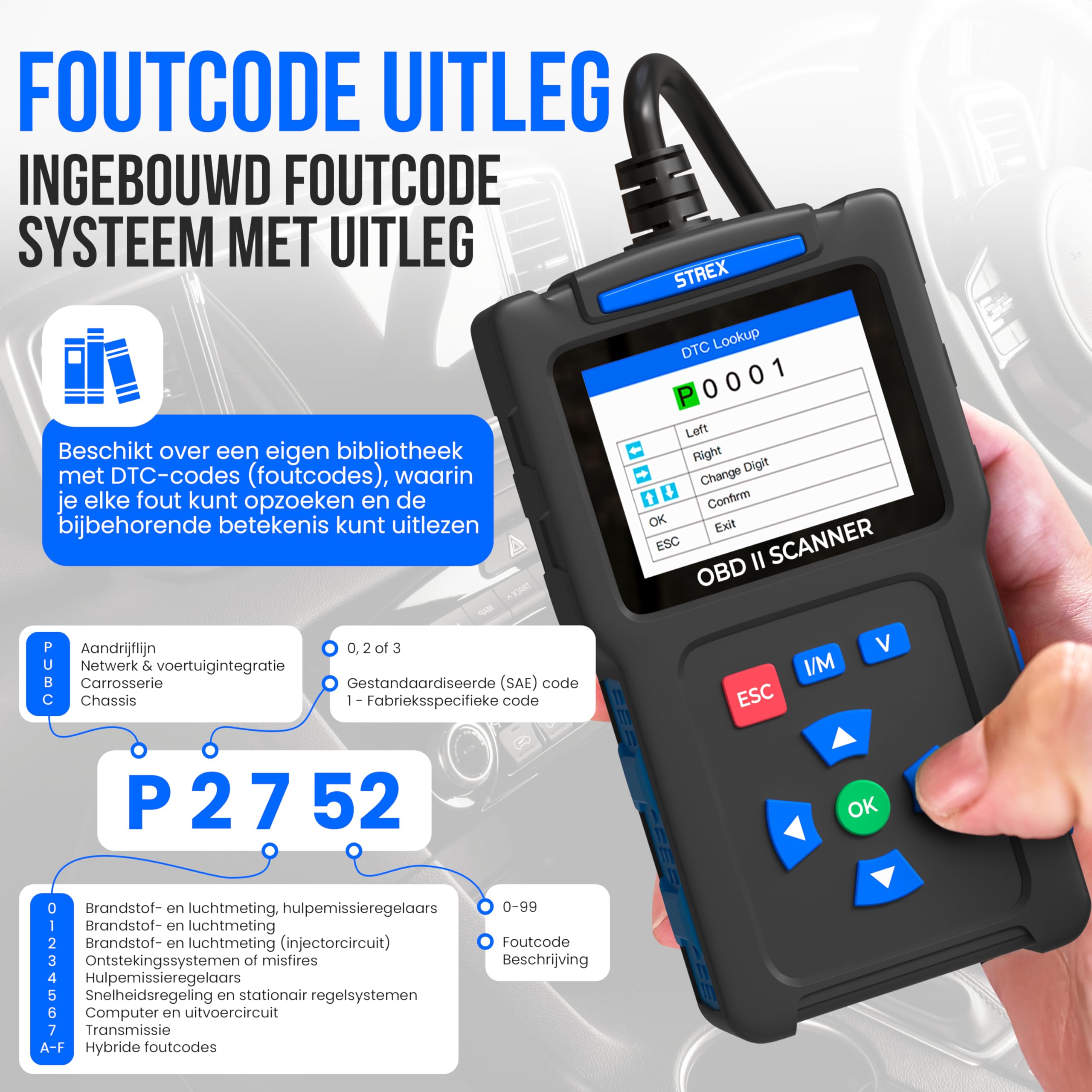 Strex OBD2 Scanner - OBD - Lettura automatica - Rimozione Malfunzionamento - Lingua IT - Auto Scanner - Diagnostica Attrezzature Per Auto - Malfunzionamento del motore