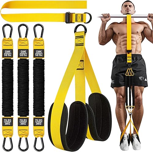 Pull Up Assistance Bands, Heavy Duty Pull Up Resistance Bands with Fabric FeetKnee Rest, Adjustable Chin Up Assistance Band for Workout, Body