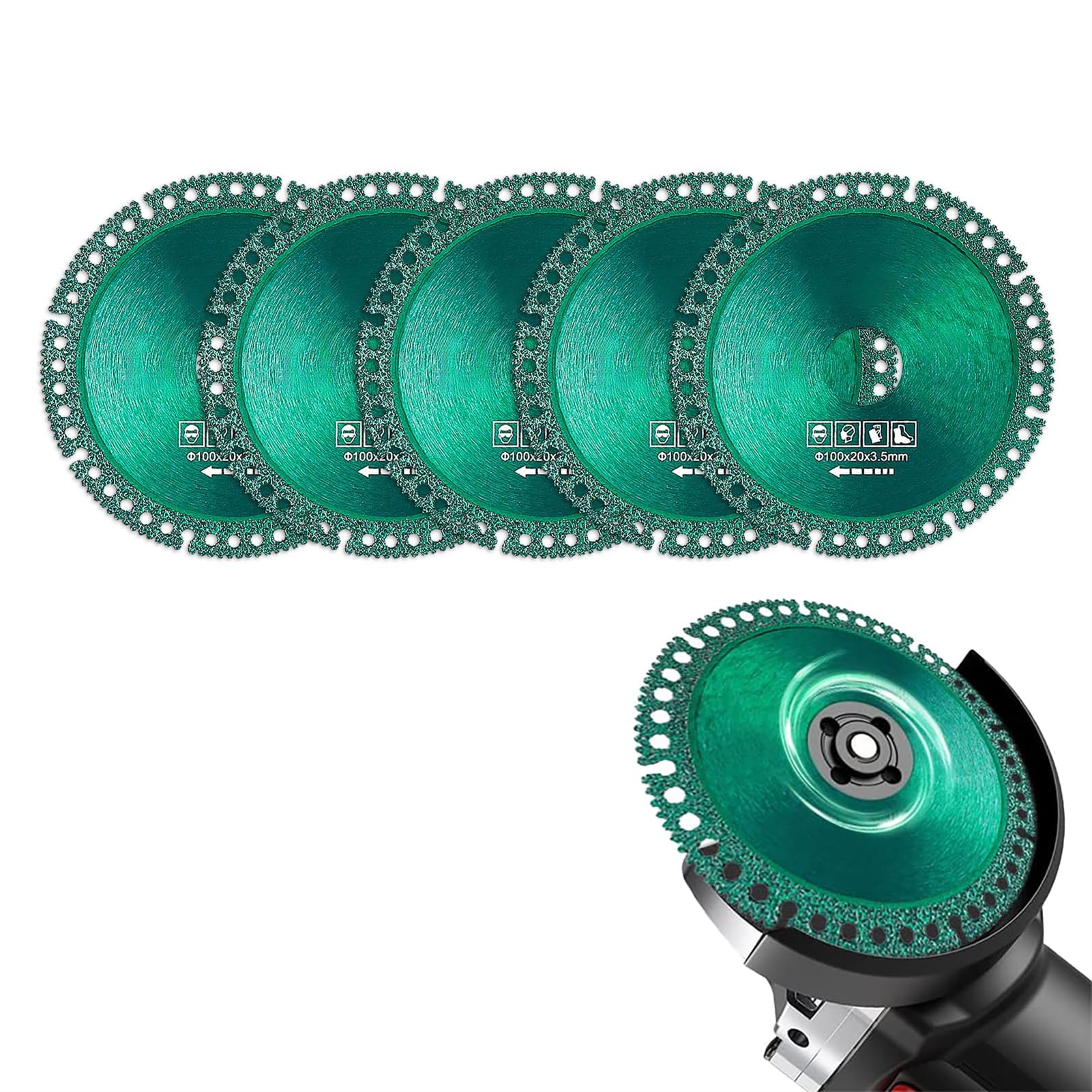 4 Inch Indestructible Discs for Grinder - 20mm Hole, 5Pcs Diamond Cutting Wheels for Glass, Wood, Stone, Metal, Ceramic Tile