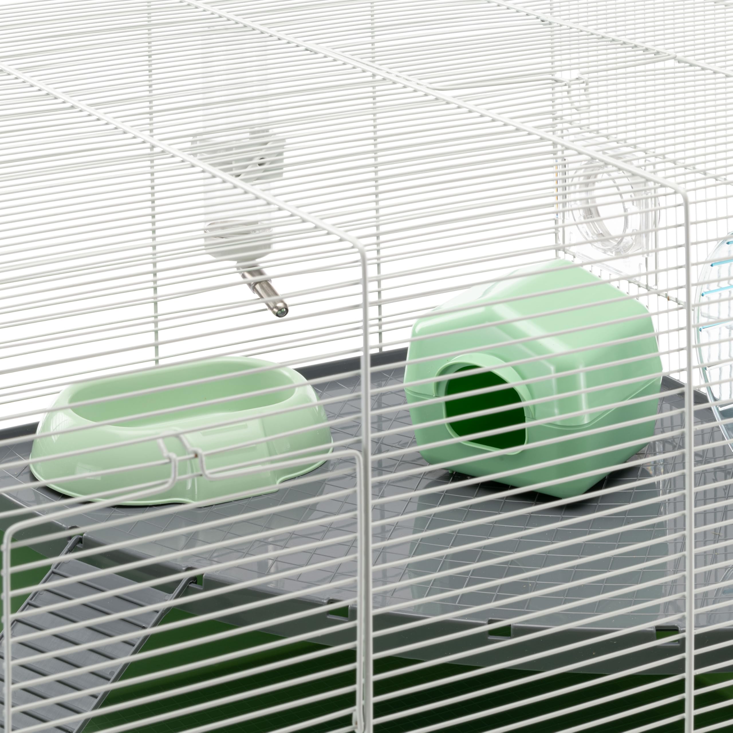 Ferplast Hamsterkäfig, Mäusekäfig Milos XL, Käfig für Hamster Mäuse, Kunststoffboden Struktur aus recyceltem Eisen, Einfache Wartung, Modulares Käfigsystem, Inklusive Zubehör, 69,5 x 46 x h 41 cm