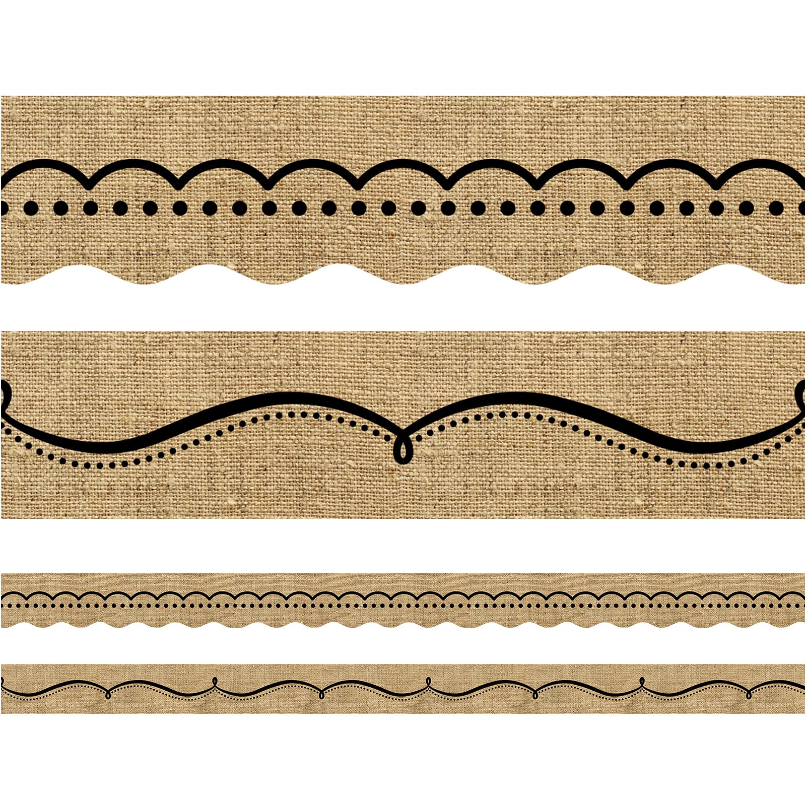 Buy 59 Feet Burlap Straight Borders Bulletin Board Border Dotted Swirl