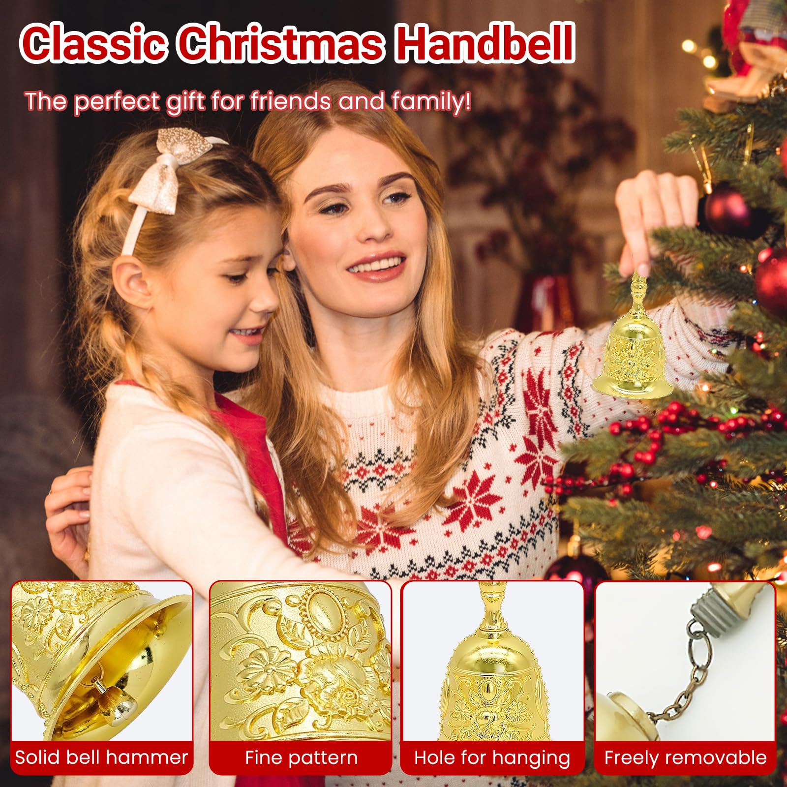 Clochette à Main - Clochette De Prière Avec Poignée Dorée - Cloche D'appel Multifonction En Laiton - Pour Méditation, Prière, Alimentation Des Animaux De Compagnie, Décoration De La Maison, Début Des