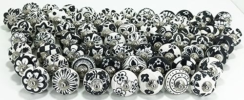 Pomos de cerámica surtidos para gabinetes, tiradores vintage para puerta y cajón, herrajes cromados (juego de 20 pomos, morado)