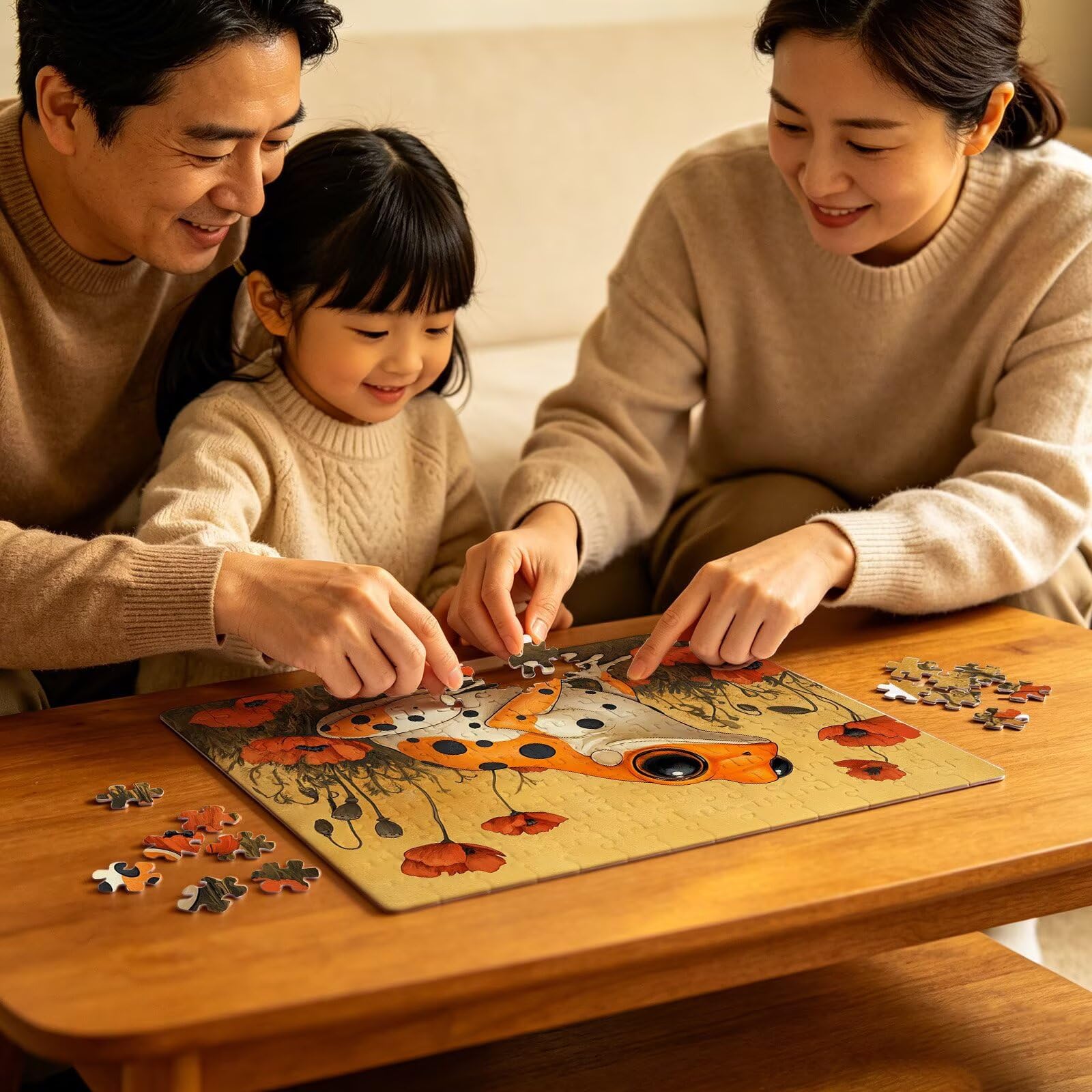 Puzzle 1000 elementów, puzzle 1000 elementów dla dorosłych, trudne puzzle, druk w wysokiej rozdzielczości i jasne kolory, drewniane puzzle żaba mak z wykwintnym pudełkiem do pakowania W3H-419