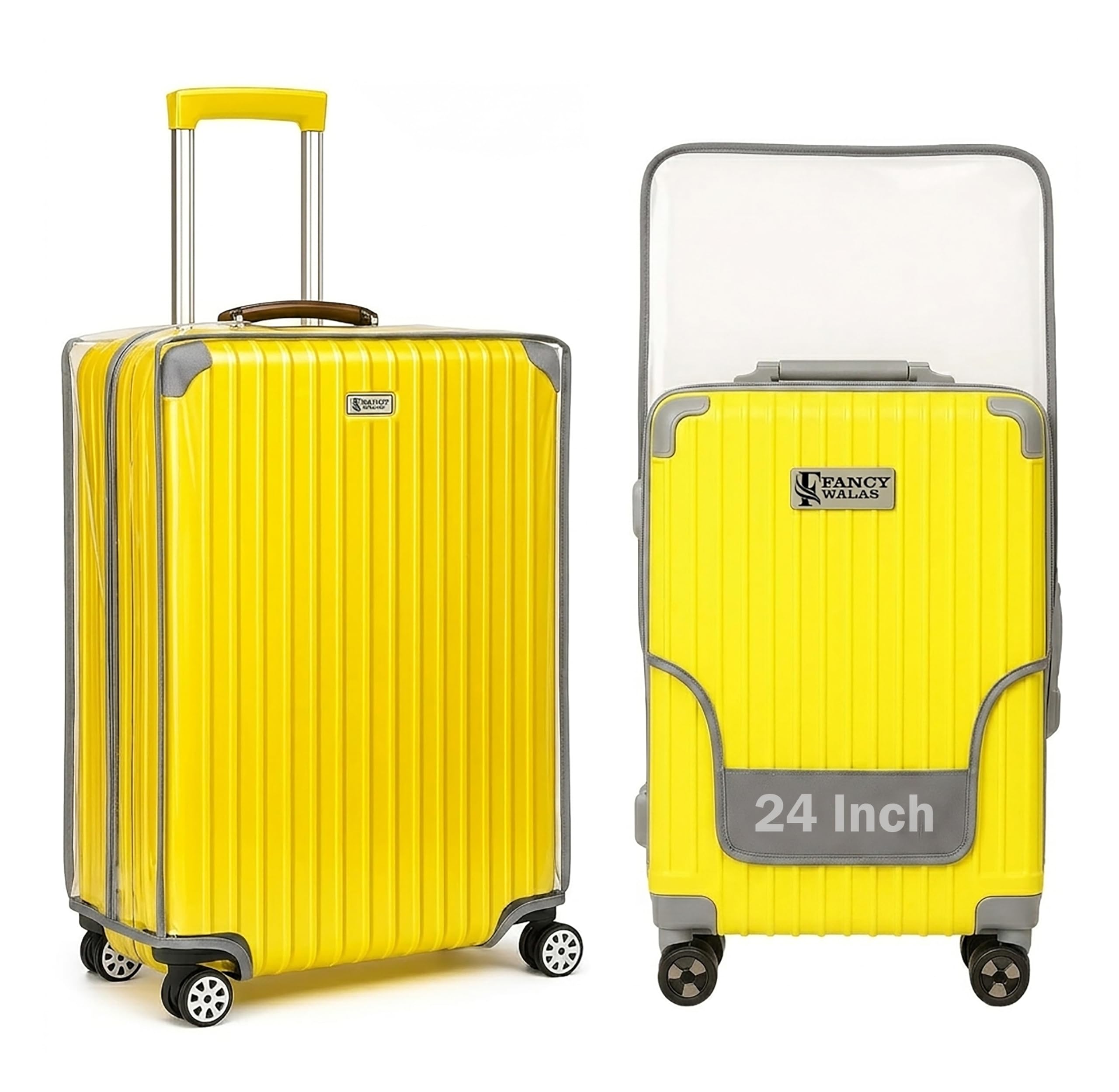 suitcase cover 24 inch trolley bag cover transparent pvc suitcase bag cover with zipper dustproof waterproof & cabin bag anti-scratch luggage cover for travel accessories, (black, pack of 1, 24 inch)
