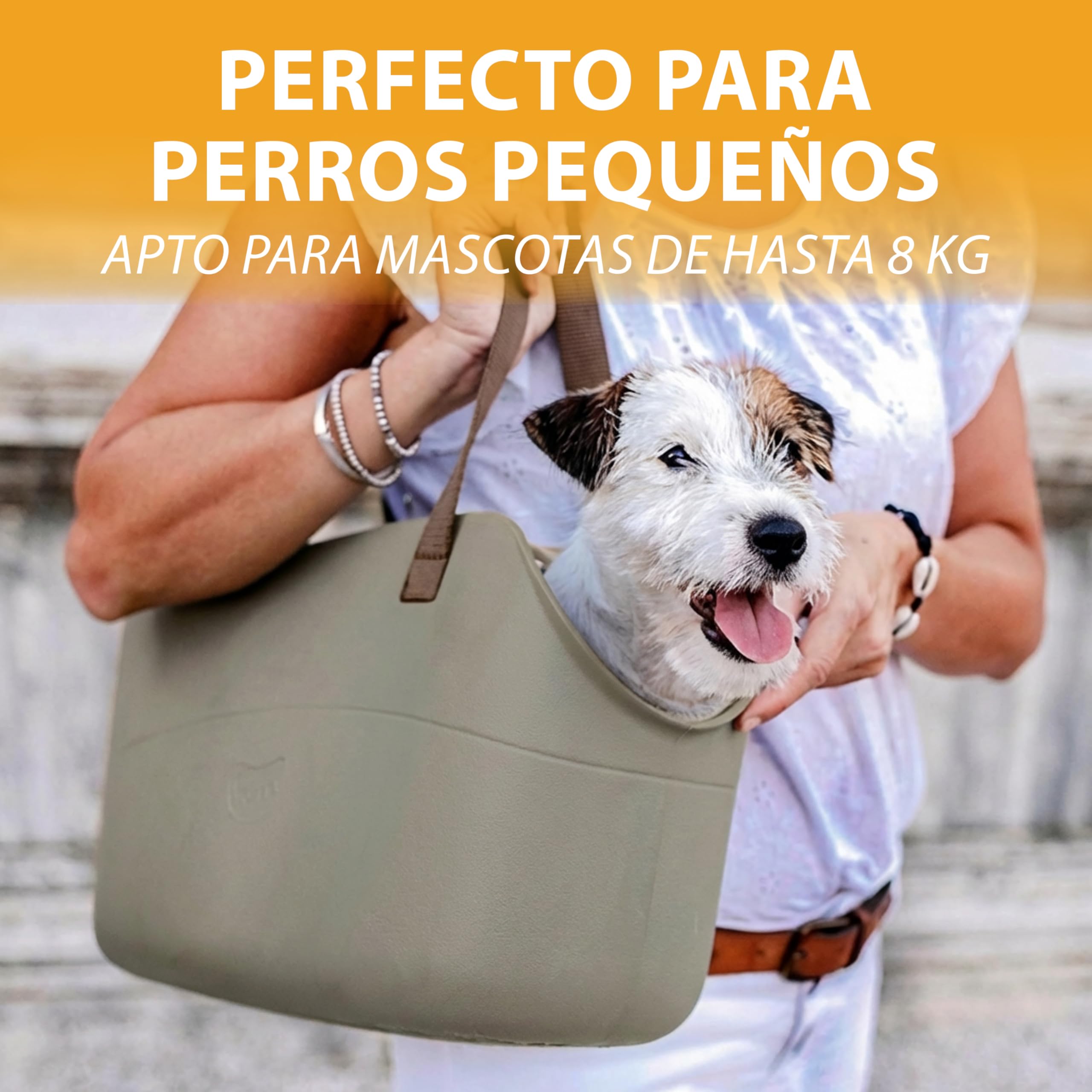 Ferplast Bolso para Perros Transportín Perro de hasta 8 kg. Transportín Gato, Plástico Engomado, Impermeable y Lavable, Asas Ajustables, Correa de Seguridad, 43,5 x 21,5 x 27 cm. Gris