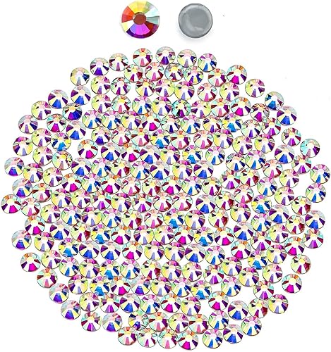 Diamantes de imitación Hotfix con parte trasera plana para manualidades, diamantes de imitación AB de cristal redondos, gemas para ropa, zapatos,