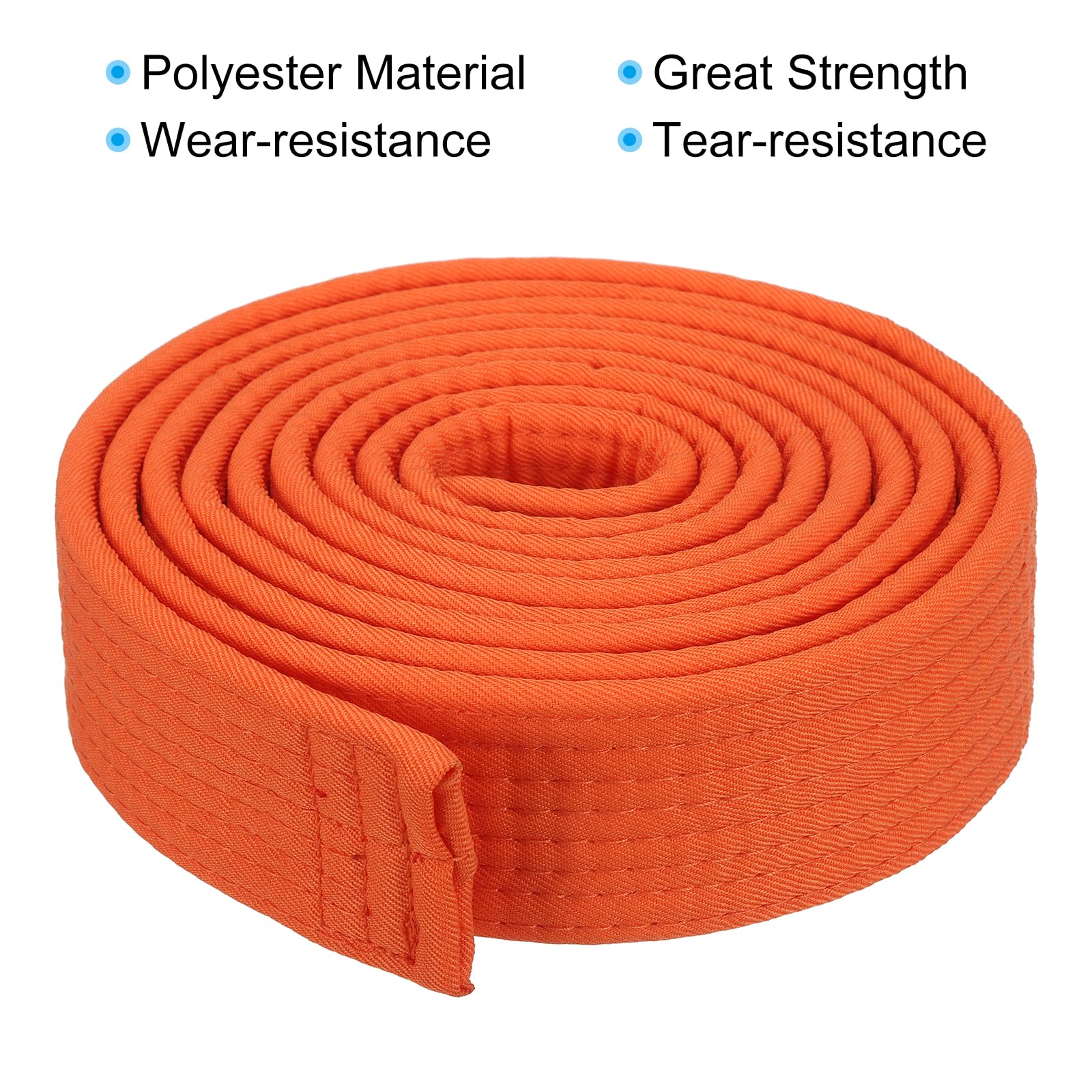 PATIKIL Cinturón de Rango de Colores de Taekwondo 1.6" X7.9 Pies 2.4M, Cinturón de Artes Marciales de Poliéster Judo Karate para La Práctica de Enseñanza del Entrenador, Naranja