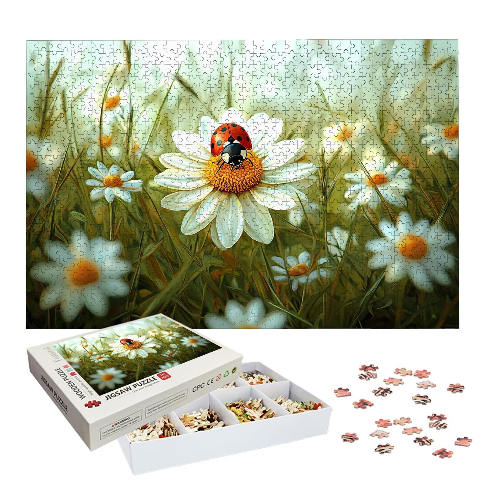 Puzzle 3000 Pièces Fleur, Puzzle 3000 Pièces Adultes et Enfants, Puzzles Bois avec Une Boîte d'emballage Exquise, Jeu Éducatif Puzzles Coccinelle, Decoration Maison, Cadeau Femme, Cadeau Homme, -8433