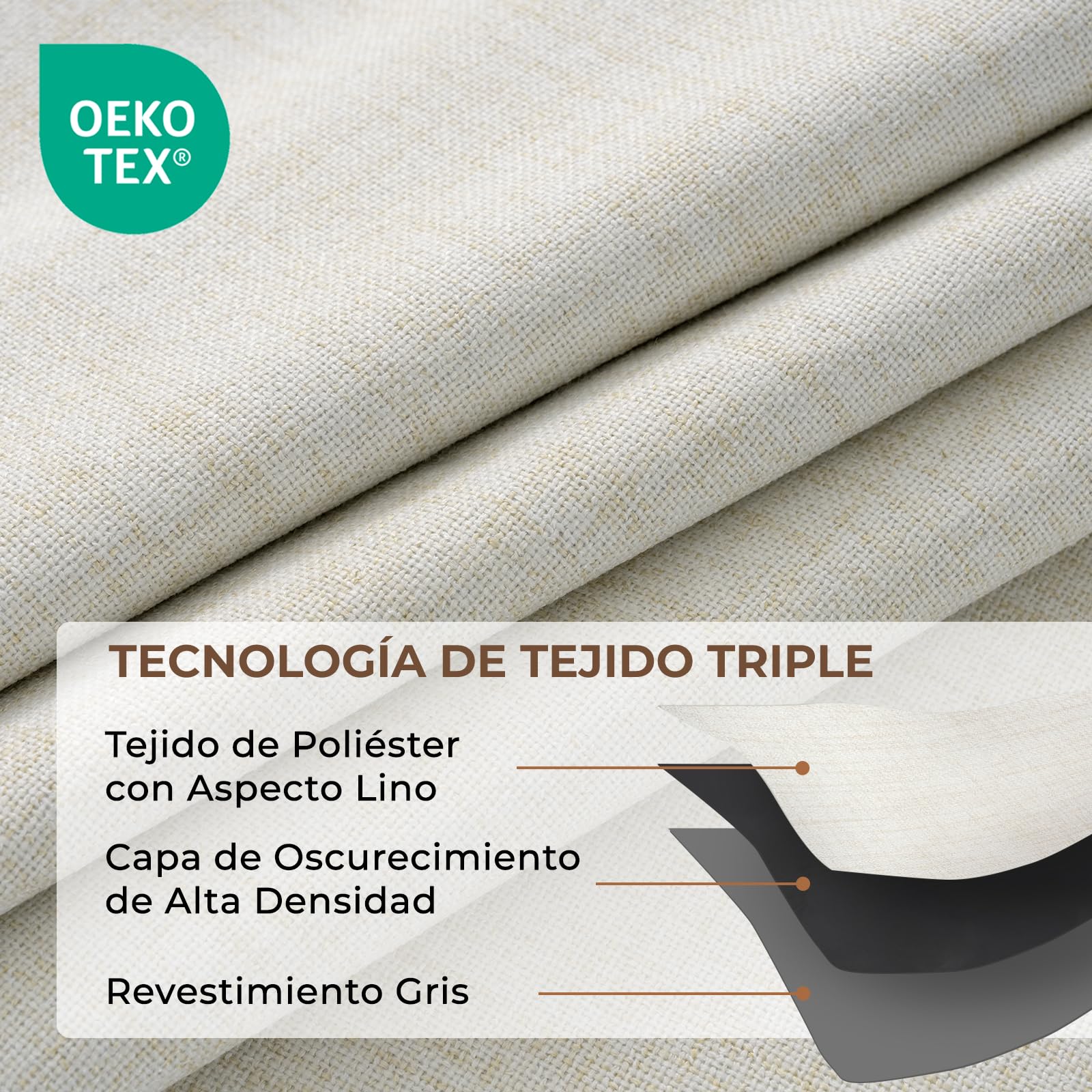 INOVADAY 100% Cortinas Opacas 2 Piezas Cortinas Termicas Aislantes Frio y Calor, Cortina Salon Dormitorio 140x245 CM, Beige
