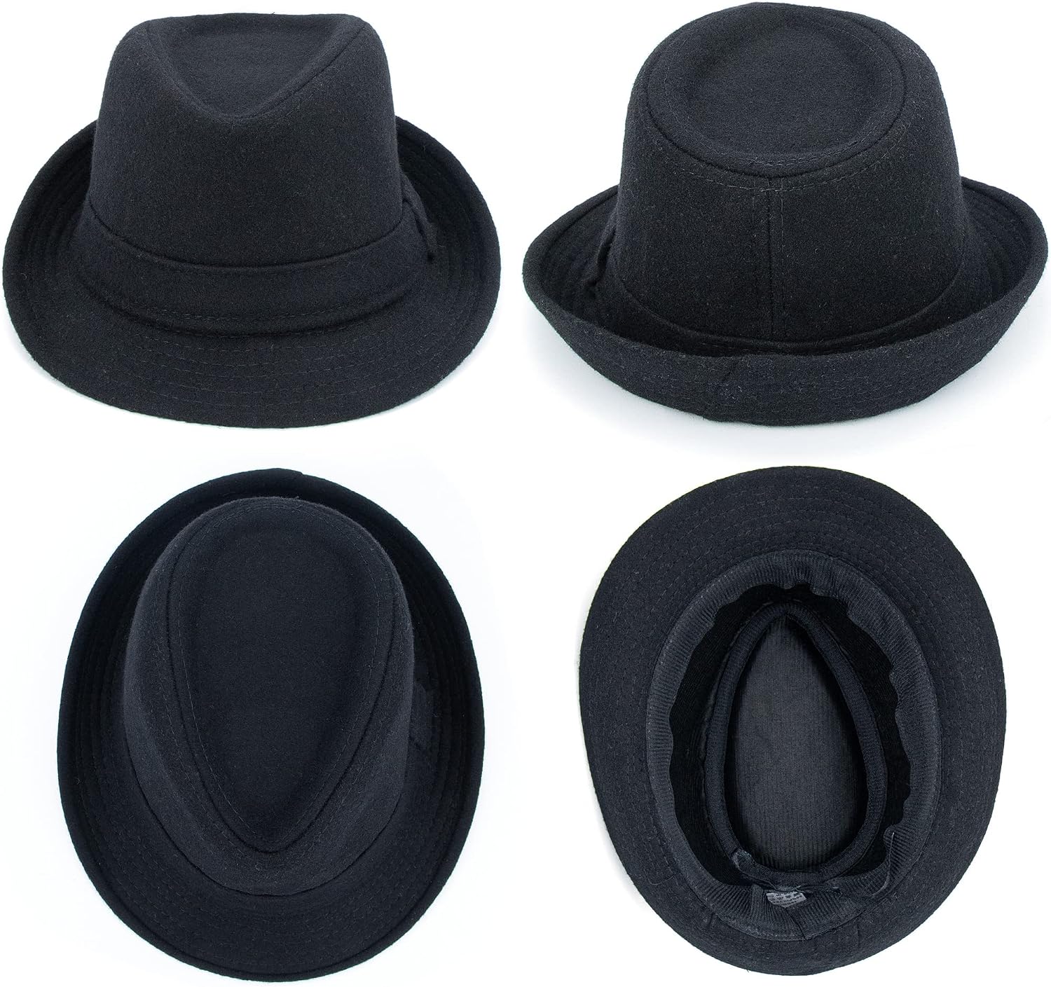 Men Classic Fedora-Hat Felt Manhattan-Gangster-Trilby with Band Unisex Women's Structured Trilby Fedora Hat(Size:S)
