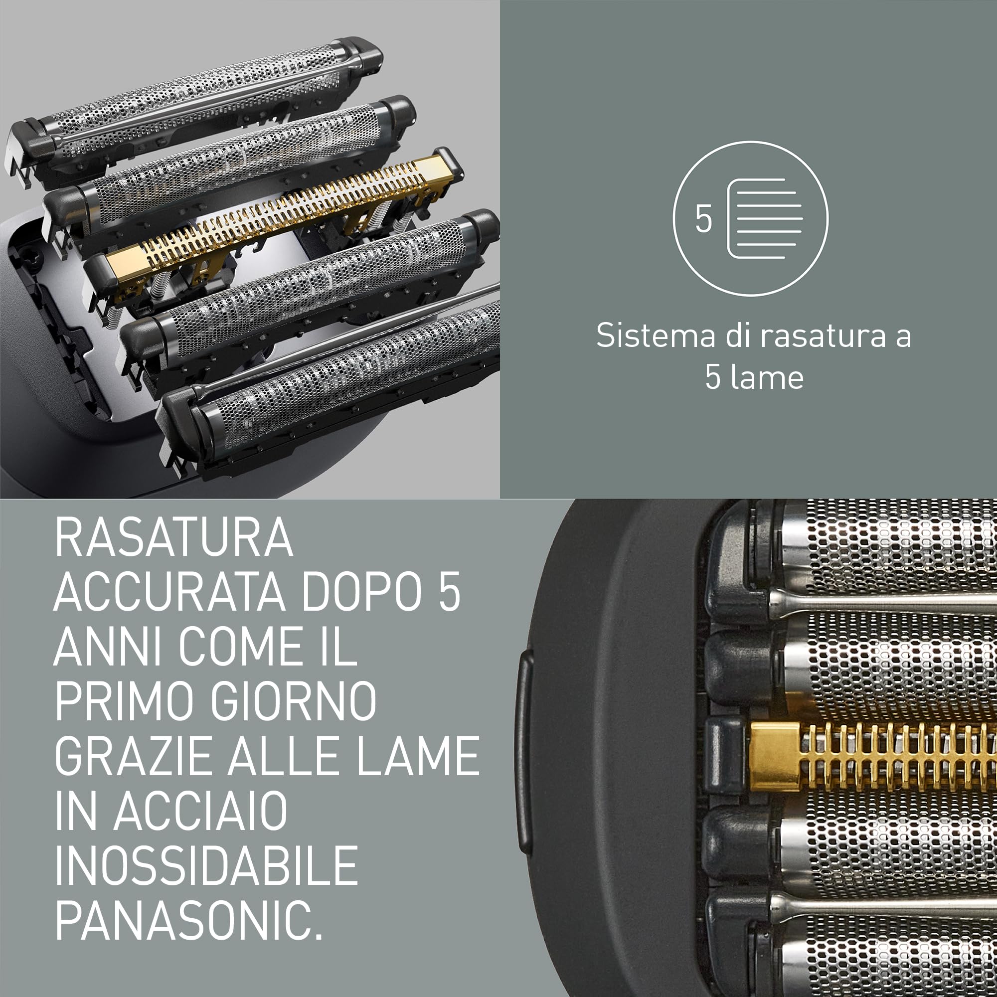 Panasonic ES-PV3B-K803 Serie 900s Shaver, Rasoio Elettrico da Uomo Wet & Dry a 5 Lame, Sensore Barba Reattivo, USB-C, Custodia, Nero Opaco