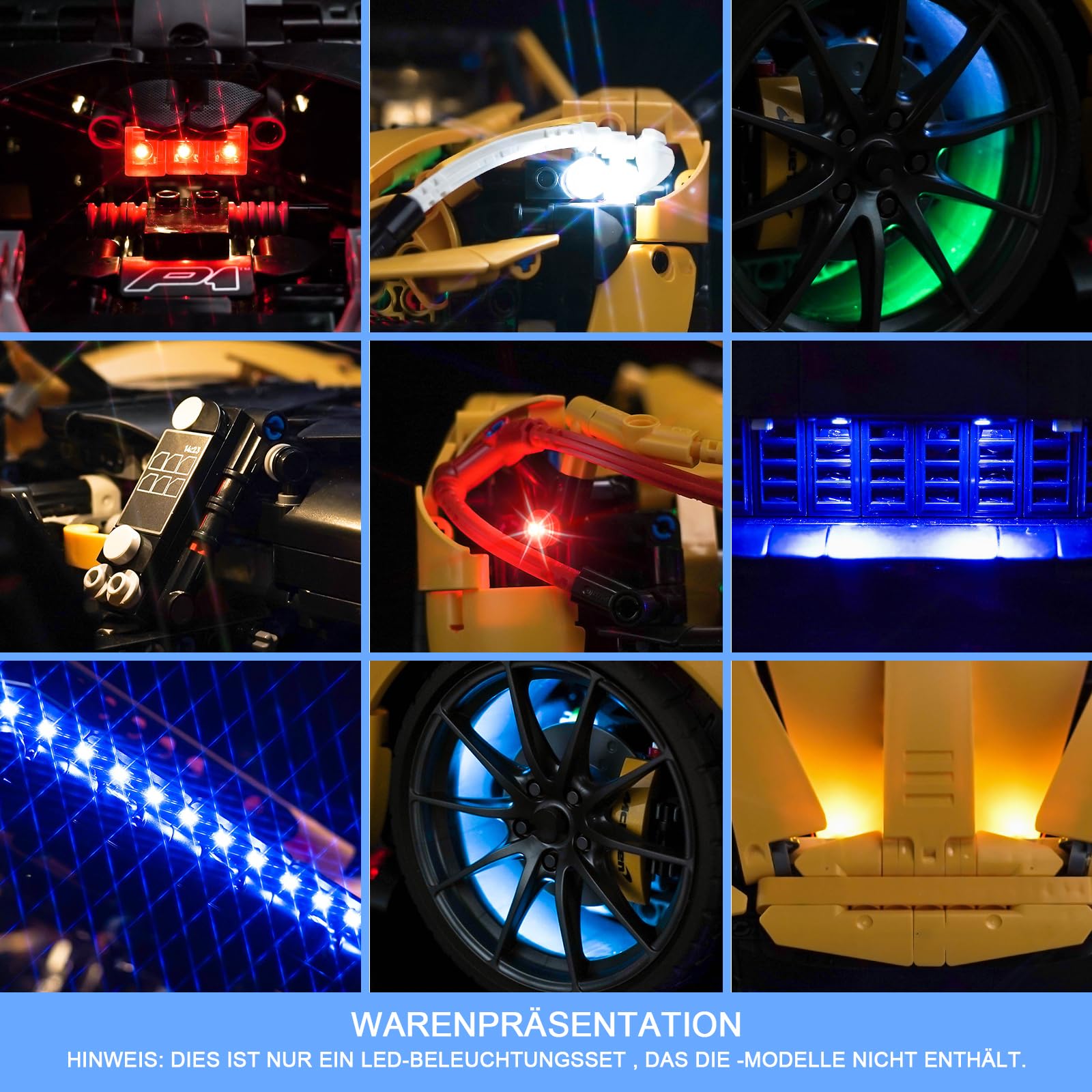 LocoLee Licht Set Kompatibel mit Lego 42172 McLaren P1 Sonderanfertigung Fernbedienung Version, Nur Lichter Set - Kein Modell, Licht Beleuchtung Set Compatible with Lego Technic 42172 - 4
