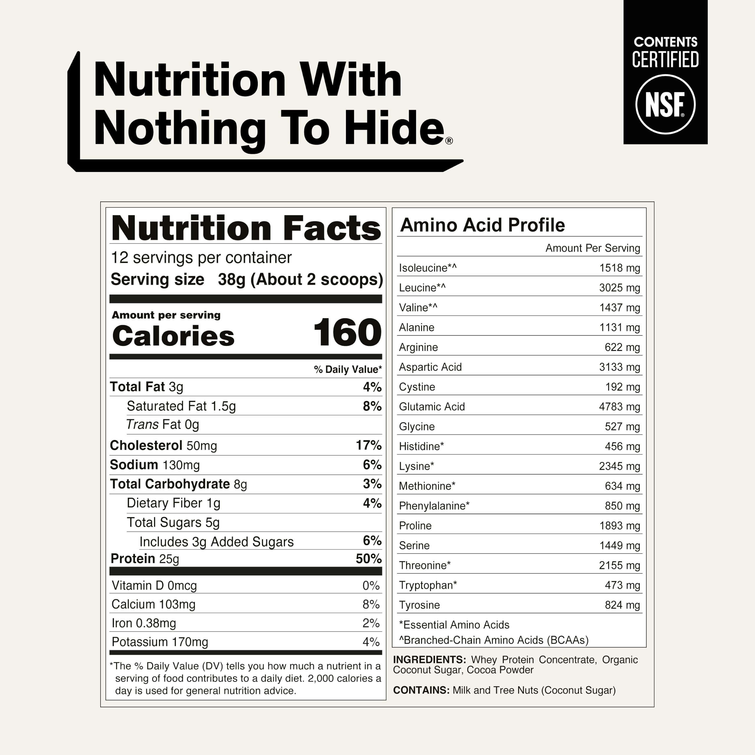 NAKED Chocolate Whey 1LB - All Natural Grass Fed Whey Protein Powder, Organic Cacao, and Coconut Sugar - NSF Certified, No GMO, No Soy, and Gluten Free, Aid Growth and Recovery - 12 Servings — Amazon image 5