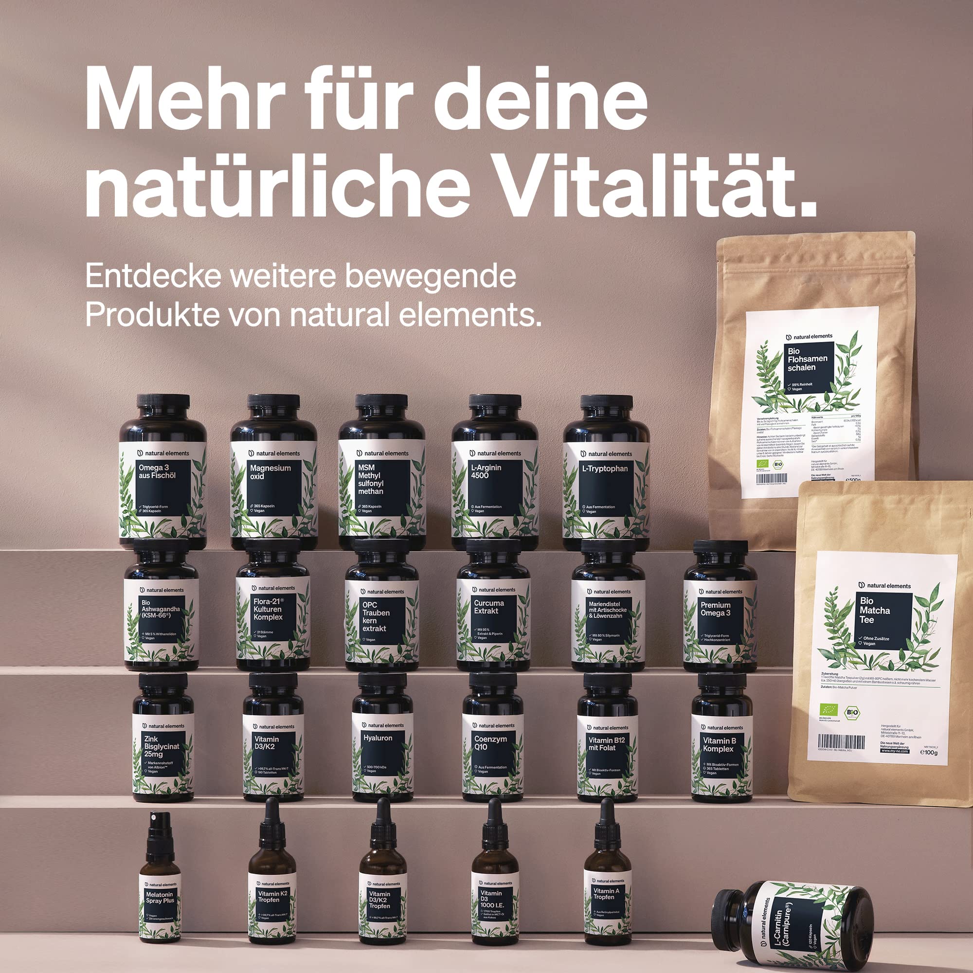 natural elements Glucosamin & Chondroitin – 180 Kapseln – mit Vitamin C für eine normale Kollagenbildung* – hochdosiert, ohne unnötige Zusätze – in Deutschland produziert & laborgeprüft