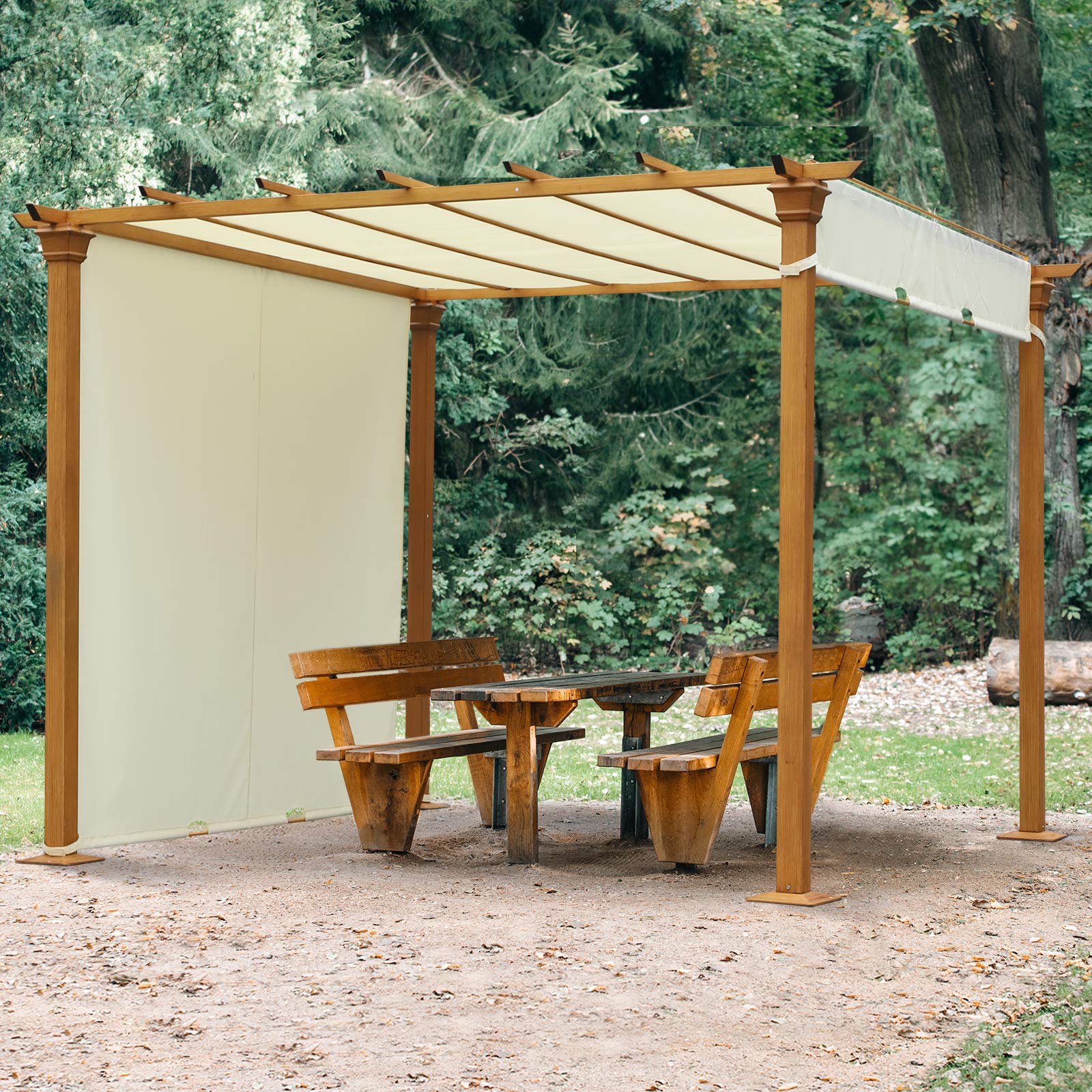 Outsunny 3(m) x 3(m) Garden Outdoor Retractable Pergola Gazebo with Adjustable Canopy Garden Sun
