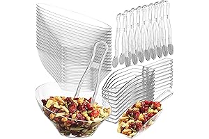 6 oz Clear Plastic Dessert Bowls (16 Pcs) with (8) Scoops and...