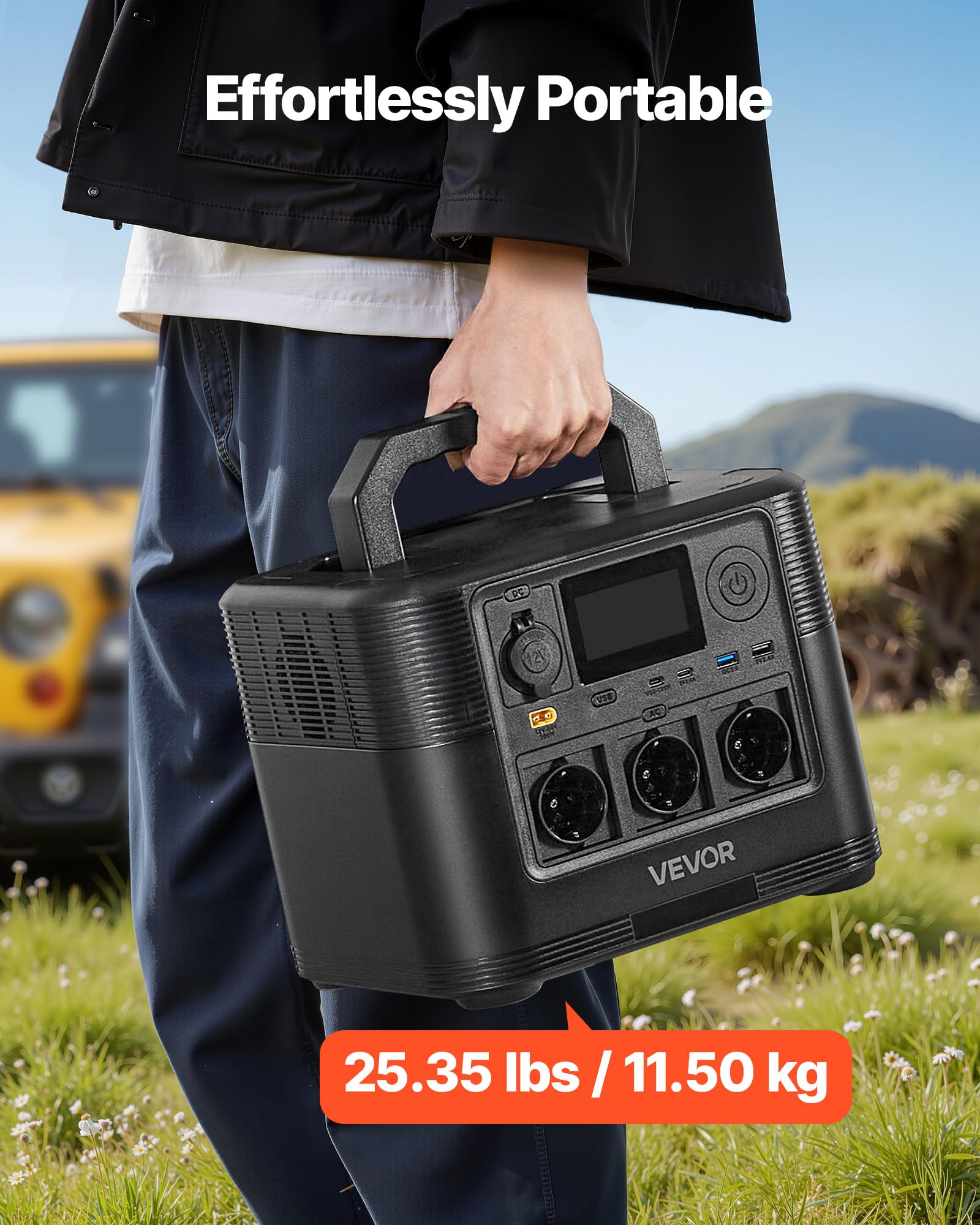 VEVOR Estación de Energía Portátil 1200 W, Generador de Energía Batería de Respaldo LiFePO4 de 806 WH con 9 Puertos de Salida para Hogar, Campamentos, Viajes en Autocaravana, Panel Solar No Incluido