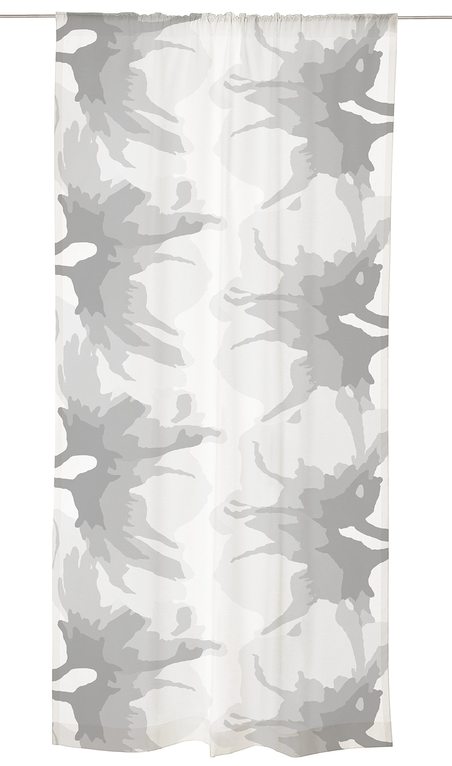 Vallila Meeri Fancy Curtain Panel 140x250 cm, Gray, Floral, Elegant, 59% Viscose, 41% Polyester, White/Grey, 140 x 0.1 x 250 cm
