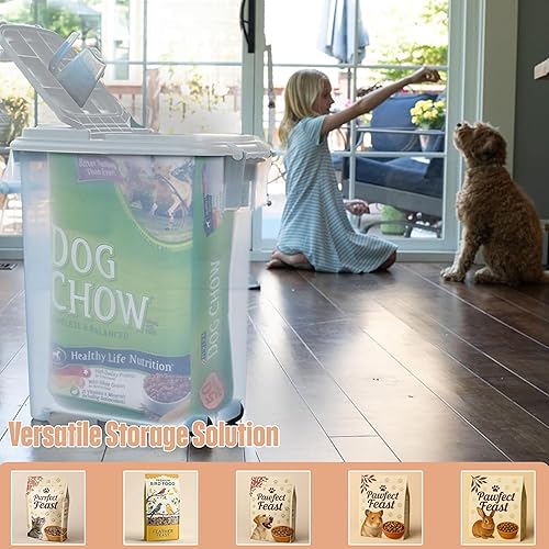 Miniatura 4 de Buddeez Contenedor de almacenamiento de alimentos para mascotas enrollable de 80 cuartos de galón con cuchara, dispensador hermético sin BPA para