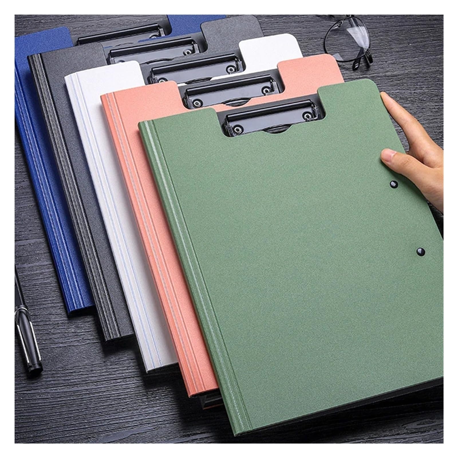 Klemmbretter 2PCS Zwischenablage A4 Dateiordner Zwischenablage Schreibblock Memo Clip Board Doppelclips Organizer Für Unternehmen(Black)