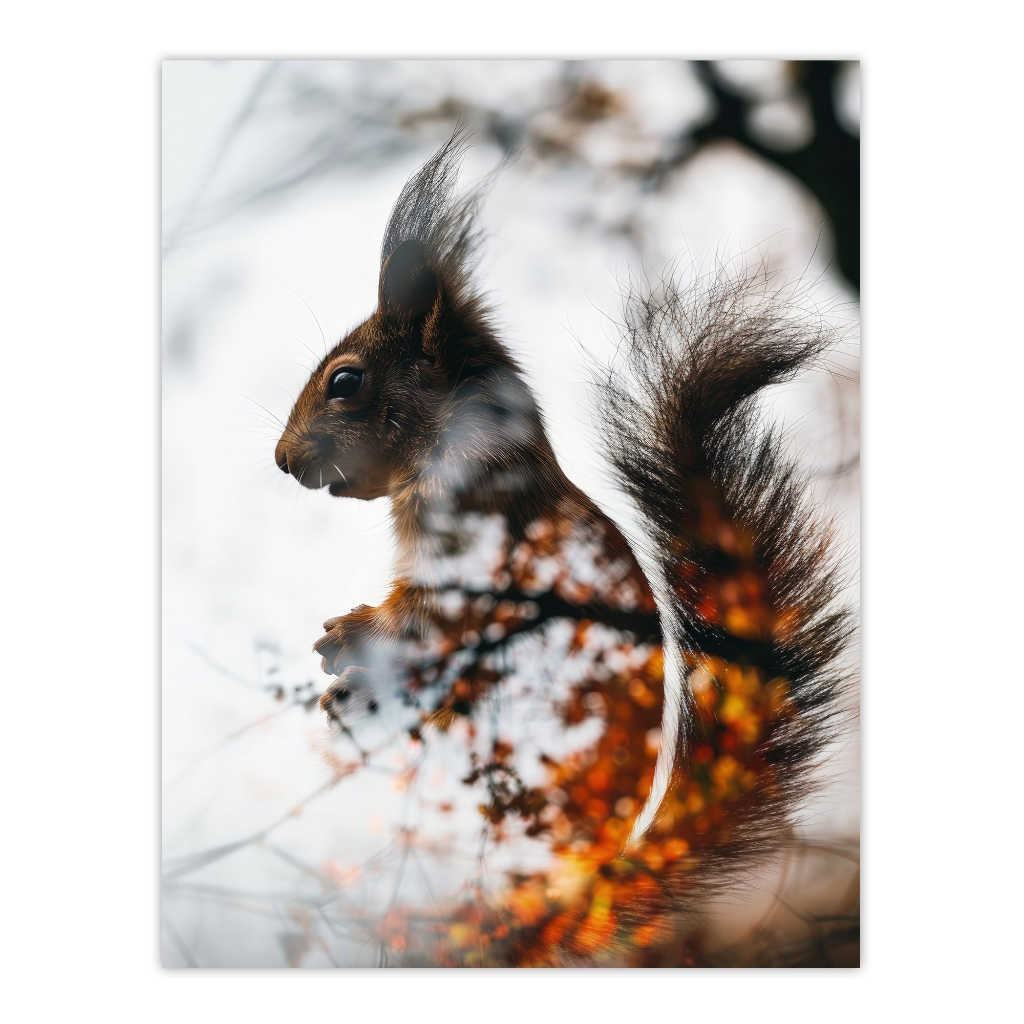 Artery8 Squirrel Lover Autumn Photo Woodland Animal For Living Room Large Wall Art Poster Print Thick Paper 18X24 Inch