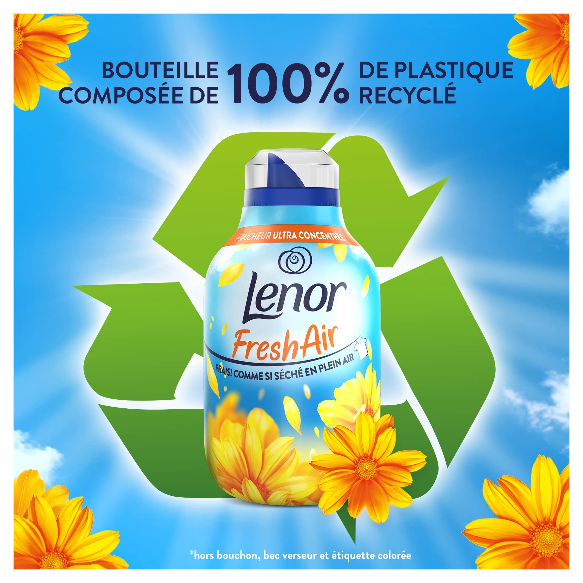 Lenor Air Frais Adoucissant 6x34 Lavages, Rayons de Soleil - Fraîcheur Ultra Concentrée - Bouteille Recyclée