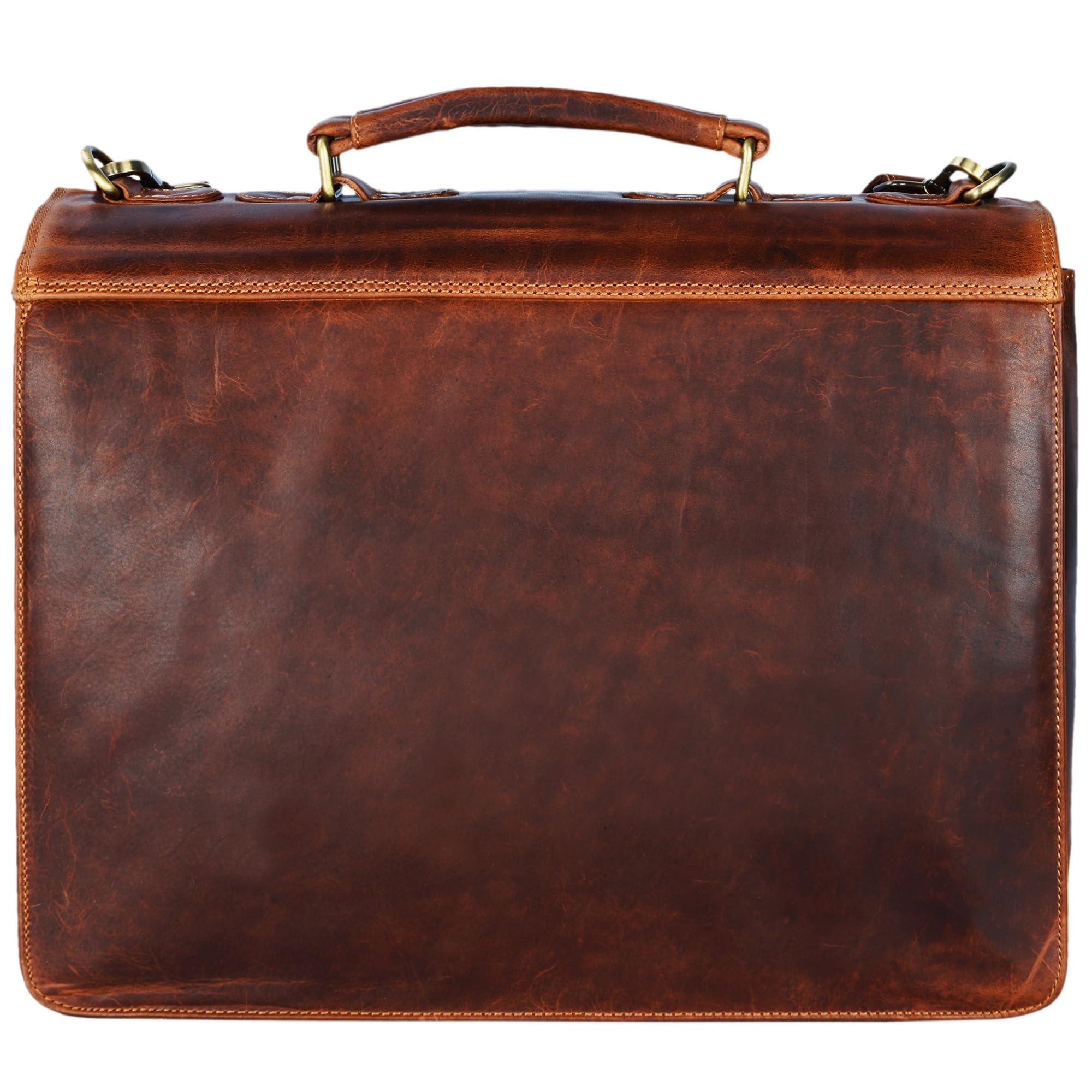 STILORD Denver Vintage Aktentasche Leder Herren Cognac - Männer Arbeitstasche Leder-Tasche 15.6 Zoll Laptop Bürotasche Große Business Umhängetasche Echt-Leder Lehrertasche