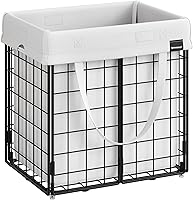 Vista 89 de SONGMICS 29 Gal. (110L) Laundry Basket, Laundry Hamper, Collapsible Clothes Hamper, Removable and Washable Liner, Metal Wire Frame, for Bedroom