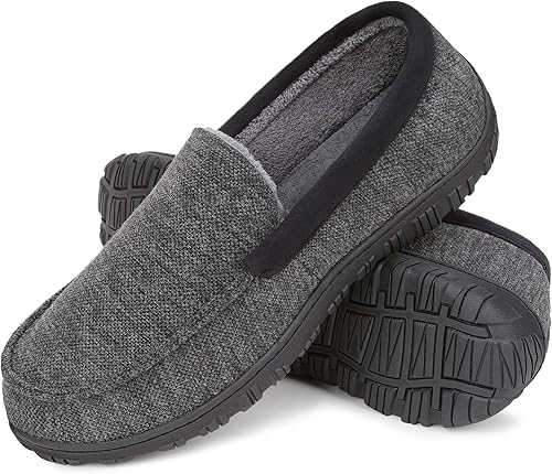 Pantuflas tipo mocasín para hombre, para interiores y exteriores, antideslizantes, de espuma viscoelástica, con parte inferior de goma