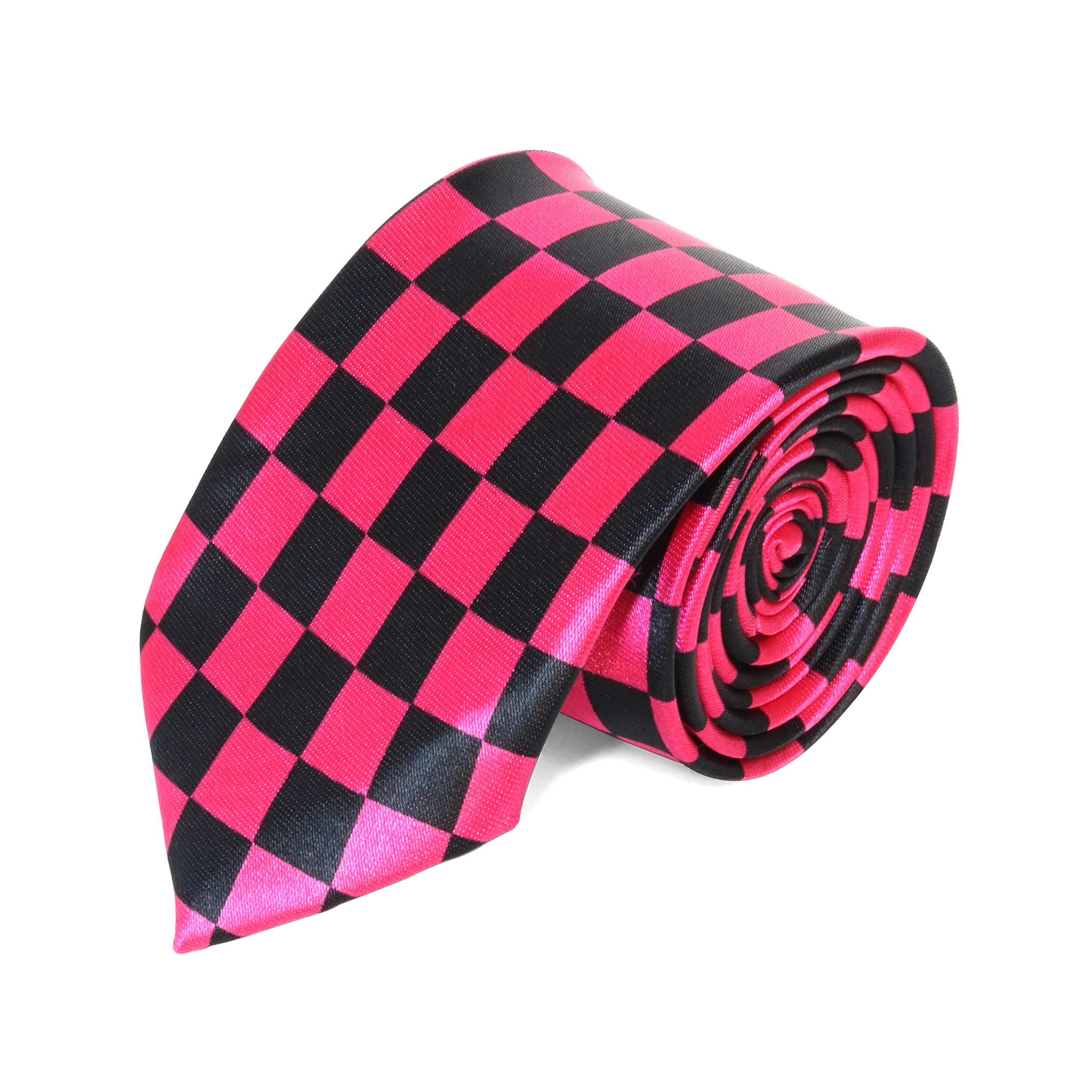 The Tie Co™ Mens Funny Novelty Printed Joke Fancy Dress Gift Ties (4 - Pink/Black Checkerboard)
