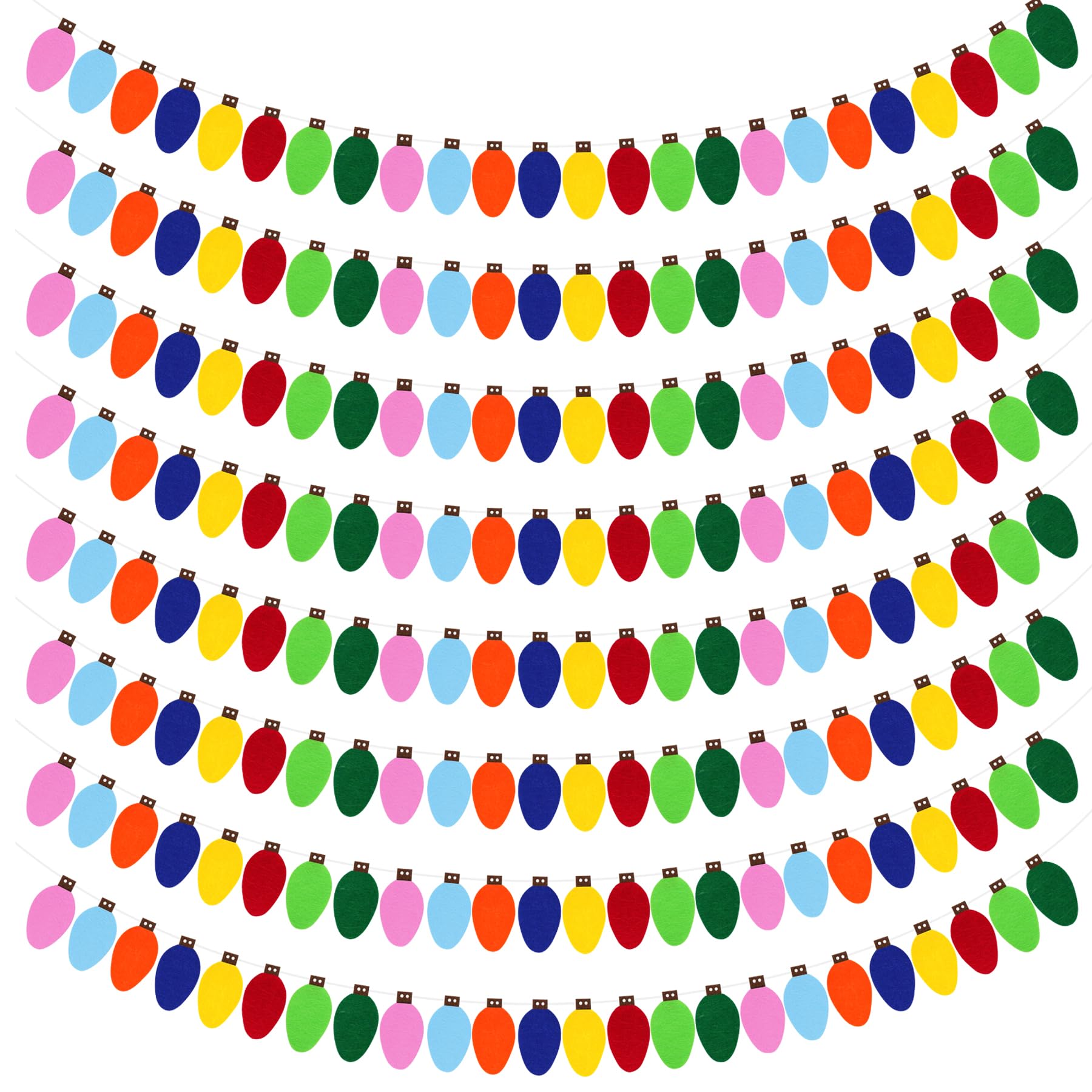 Yookat 8 Sets Christmas Felt Garlands Colorful Christmas Felt Light Garlands Christmas Felt Lights Banner for Christmas Party Decorations (8, Multicolor)