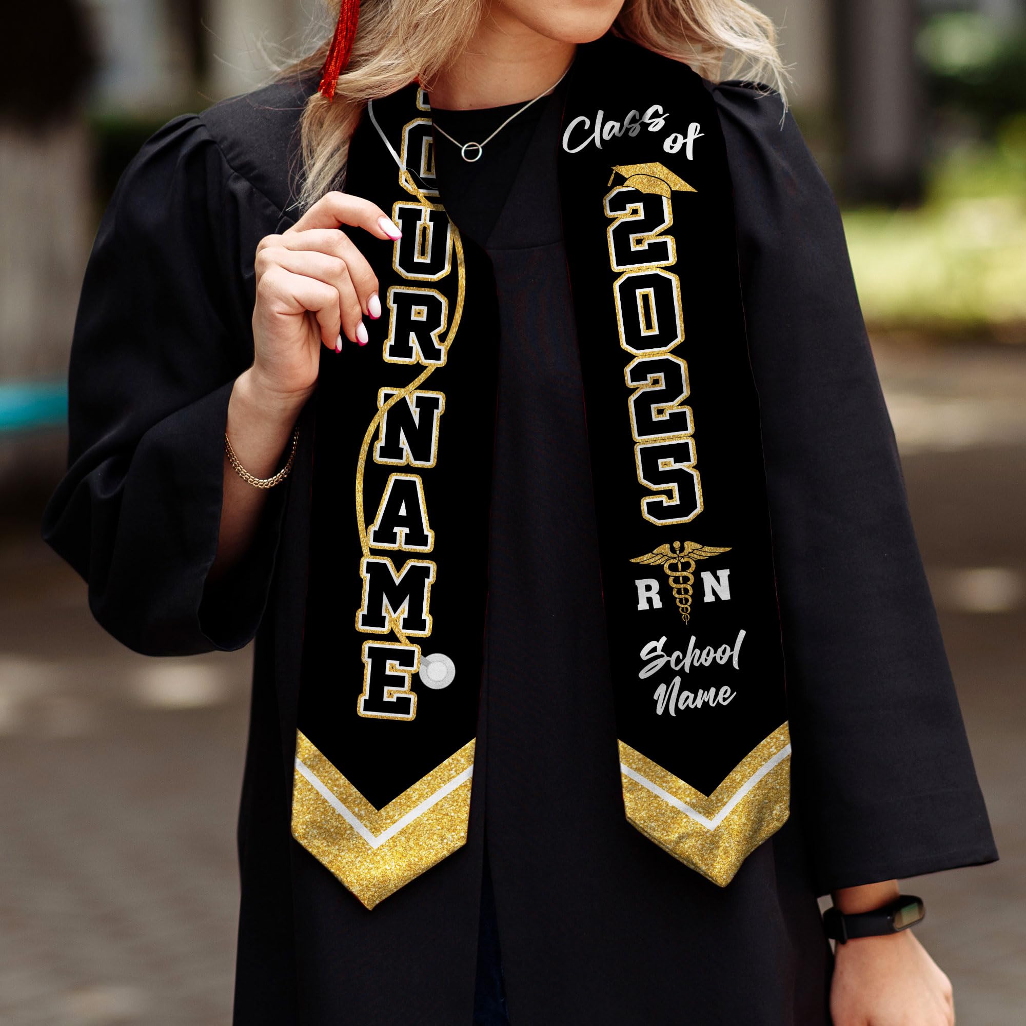 Pretyprints Customized Nurse Graduation Stole, RN Sash Graduation Gift Class Of 2025, Nursing Graduation Gift