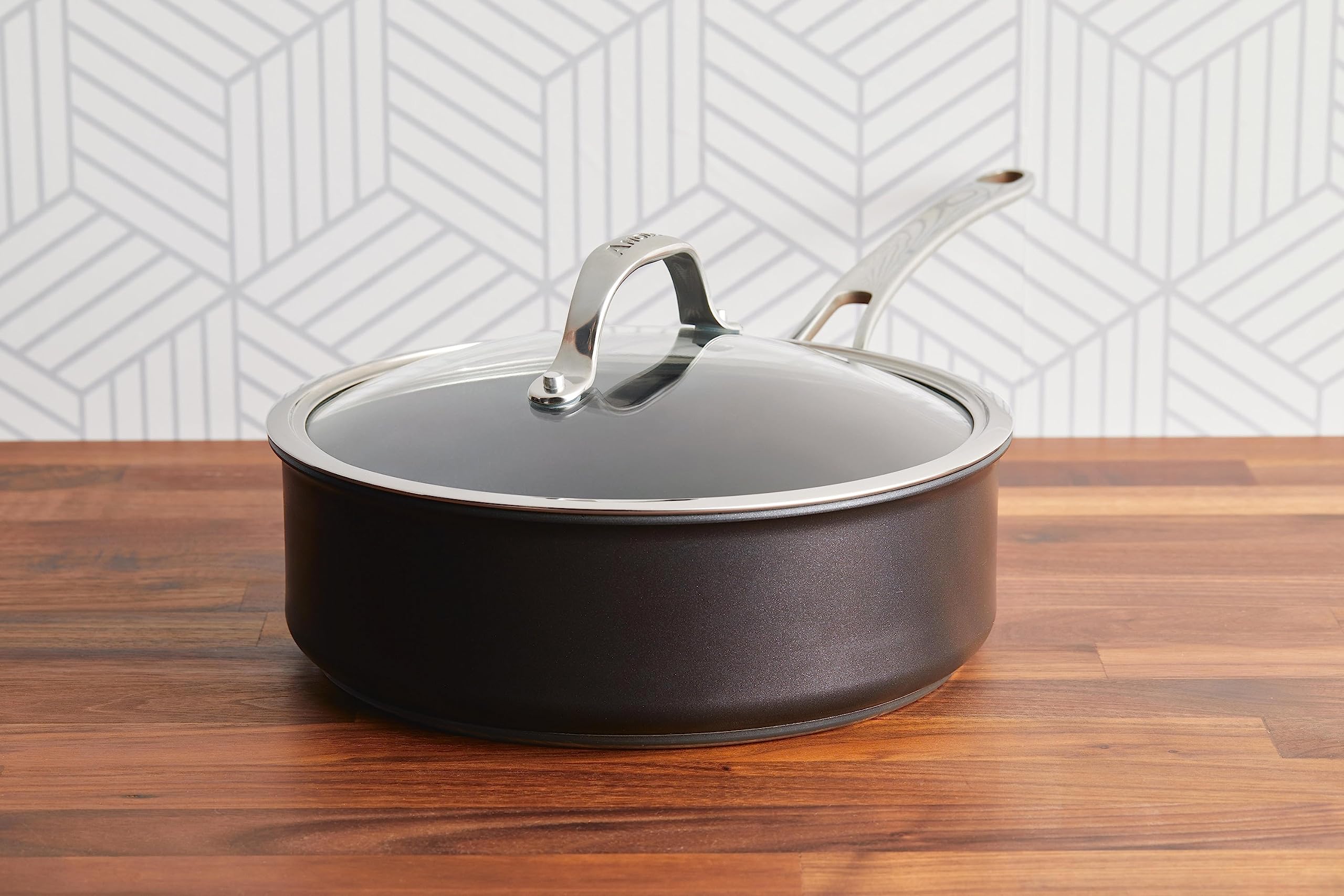 Anolon X Hybrid Nonstick Induction Saute Pan With Lid, 3.5 Quart - Charcoal Gray