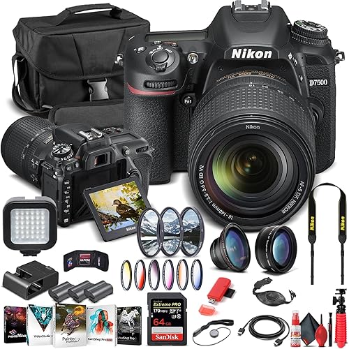 Miniatura 2 de Nikon D7500 DSLR Camera with 18-140mm Lens (1582) + 64GB Memory Card + Case + Corel Photo Software + 2 x EN-EL 15 Battery + Card Reader + LED Light