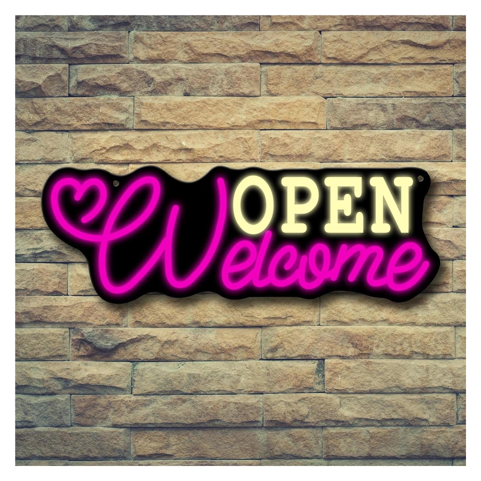Shouxi A Sign Lamp Welcome Open Neon Sign, Suitable For Business, Bars, Shops, Salons, Hotels, Open Sign With Usb 22Cmx45cm(A)
