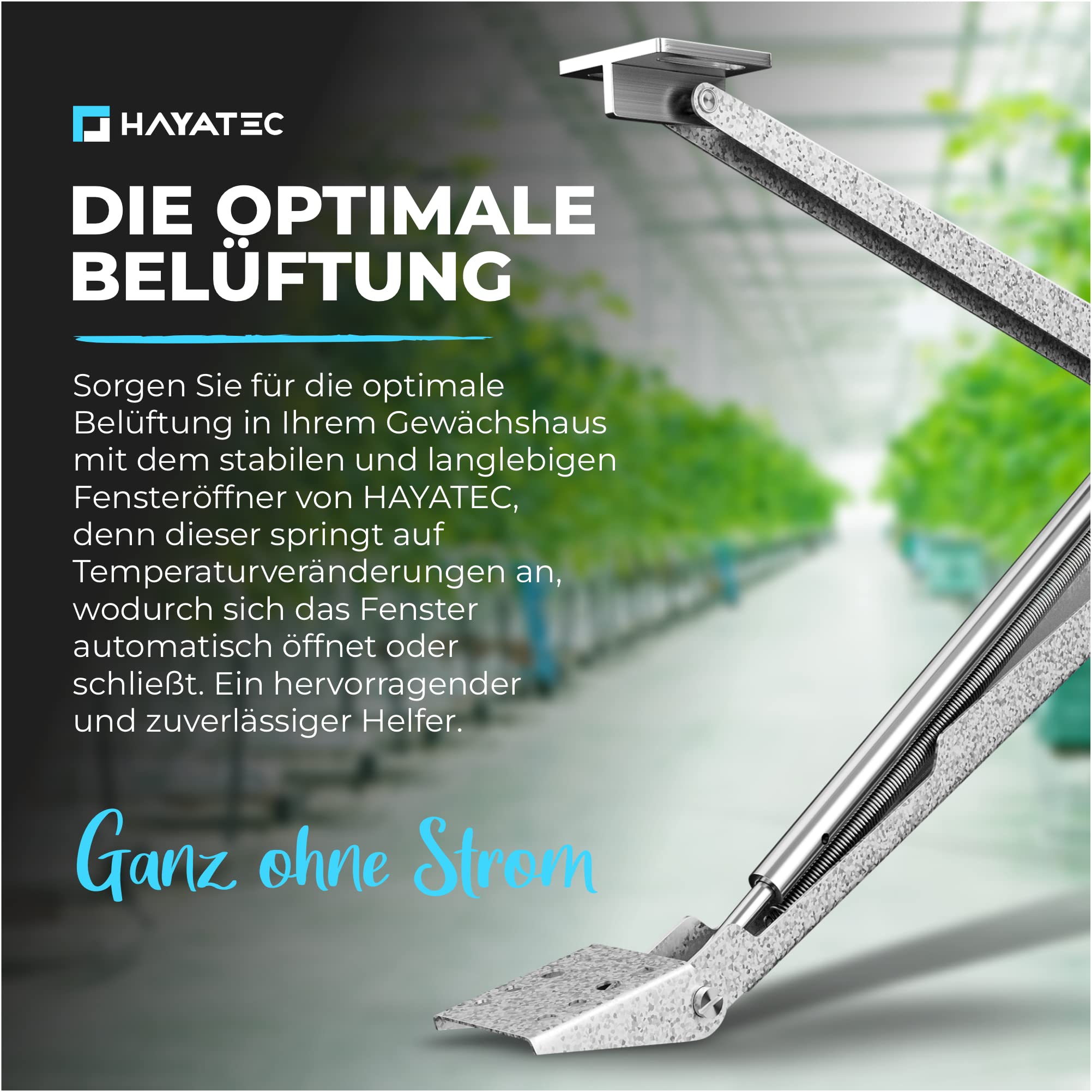 HAYATEC Abridor de ventanas automático para invernadero, fuerza de elevación de 7 kg, altura de elevación de 40 cm, ángulo de apertura de ventana, control de temperatura